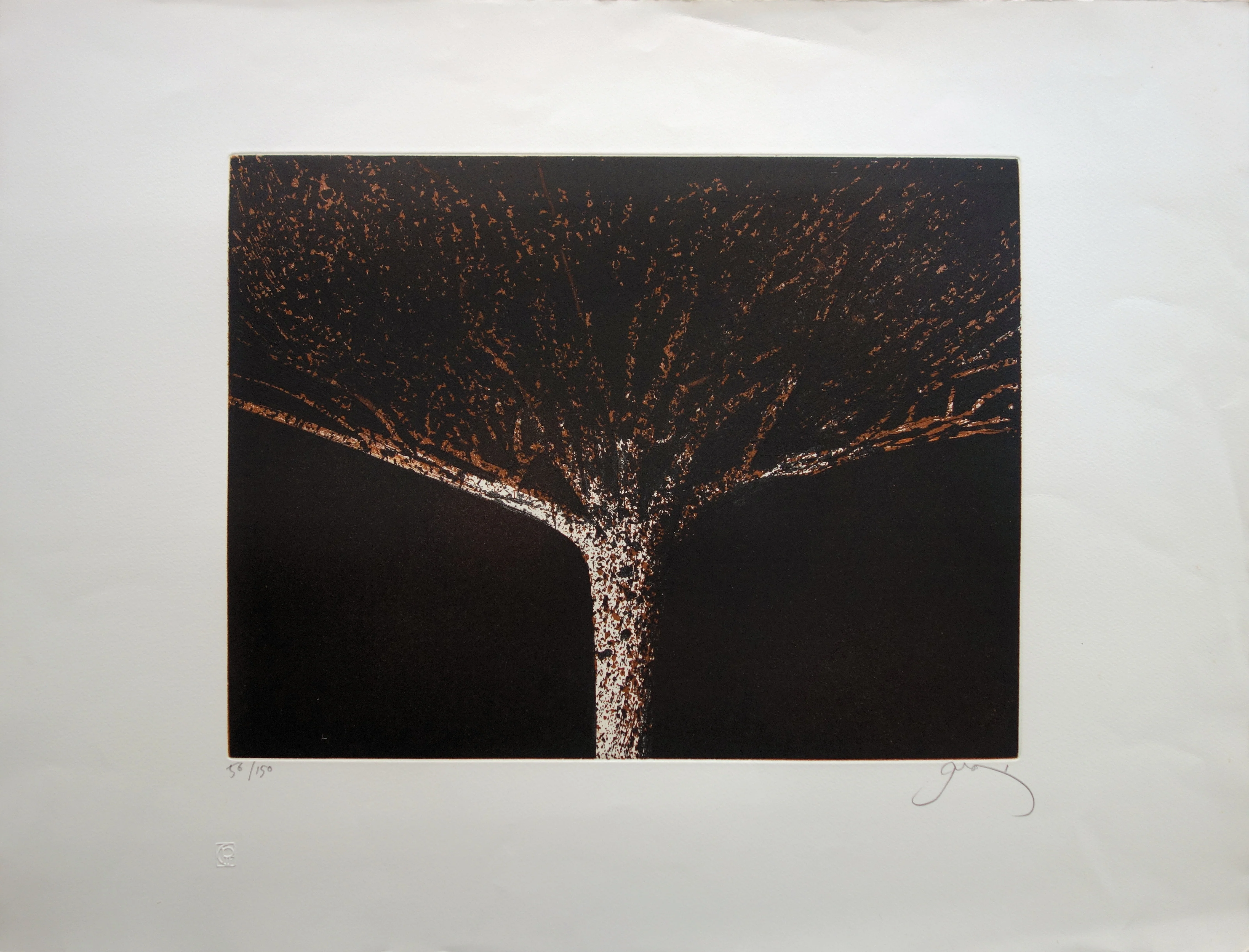 Mario PRASSINOS : L'arbre, Gravure originale signée