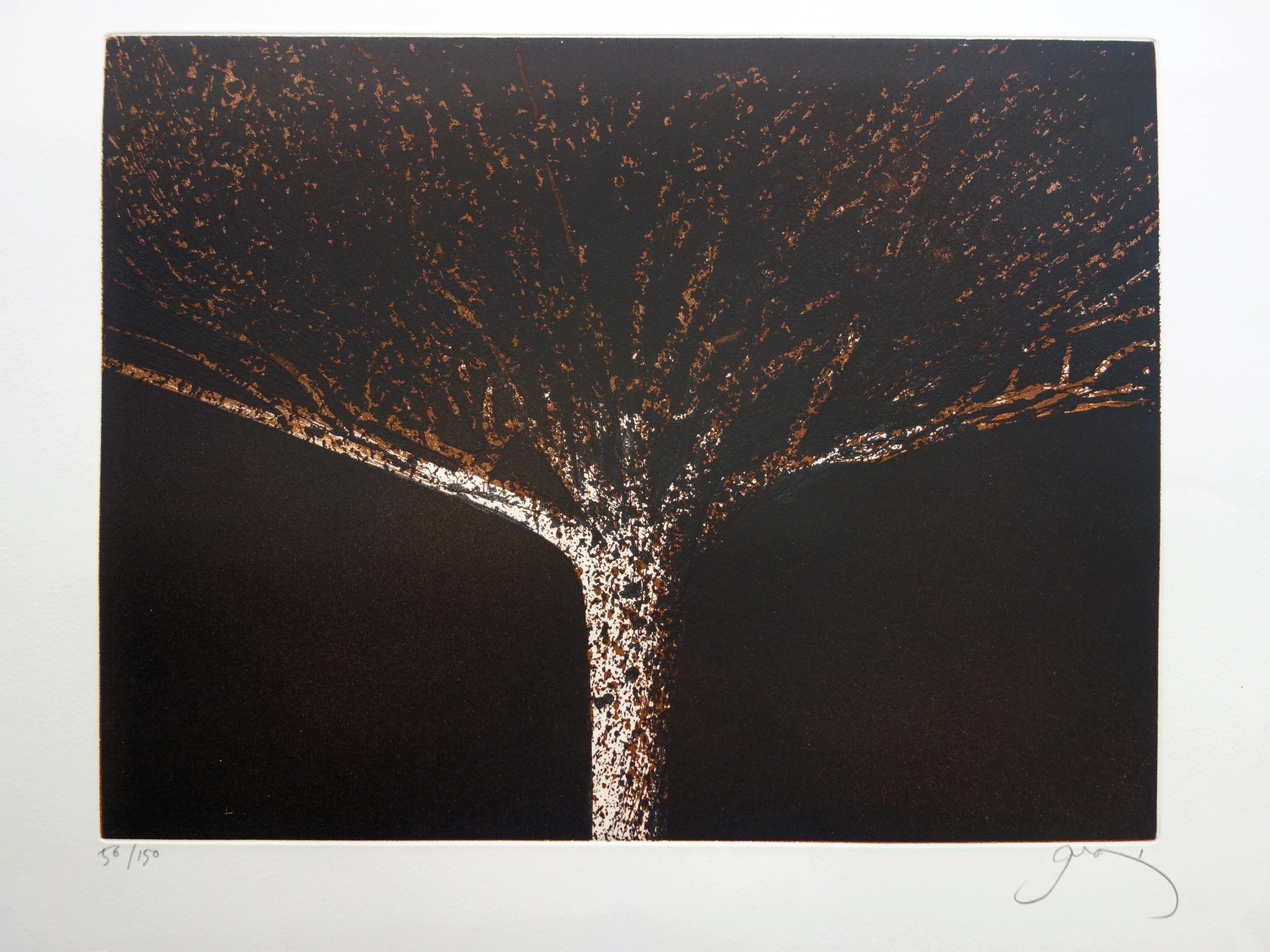 Mario PRASSINOS : L'arbre, Gravure originale signée - Image 3