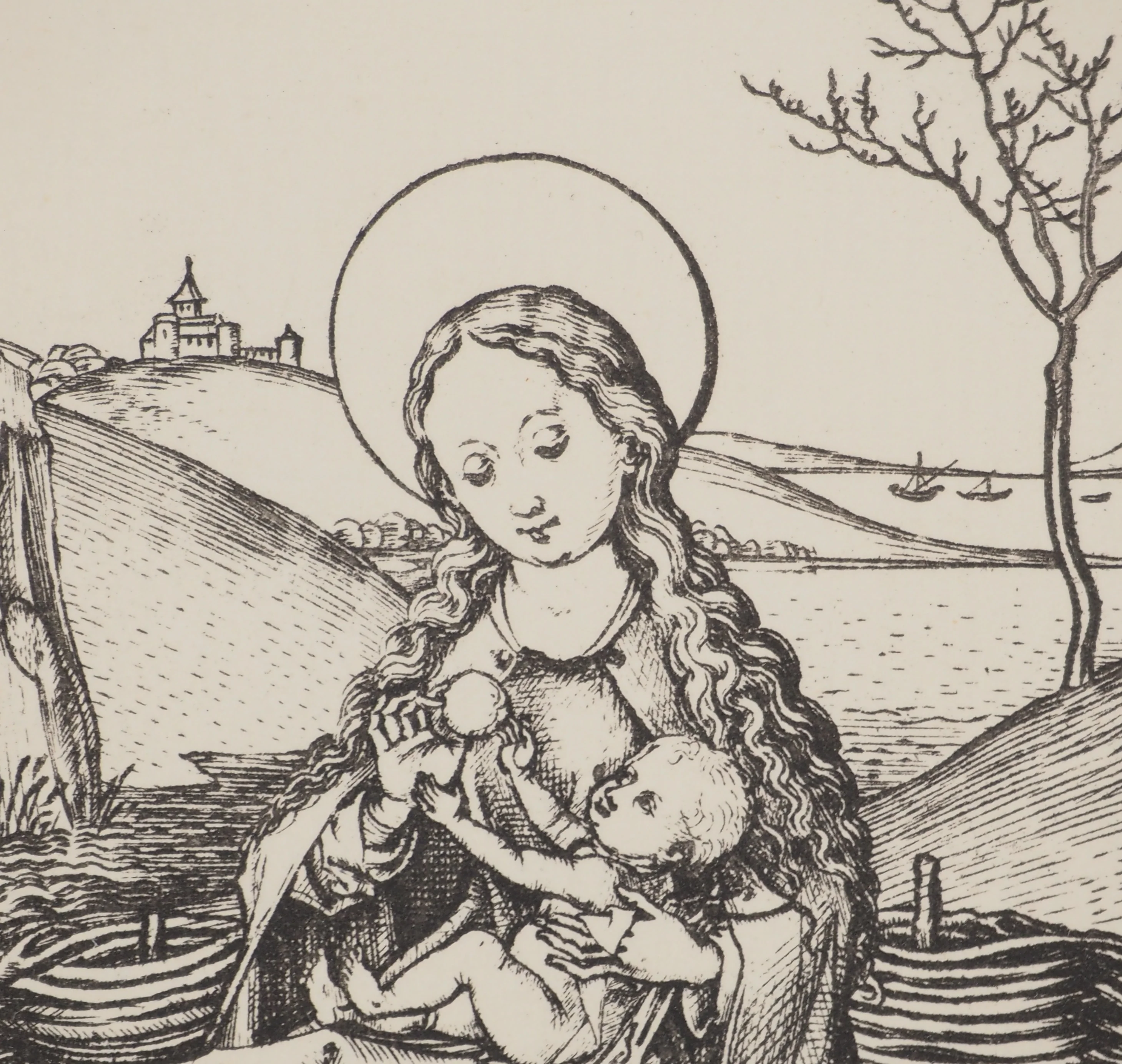 Martin SCHONGAUER : La Madone et l'enfant Jésus, Gravure signée - Image 4