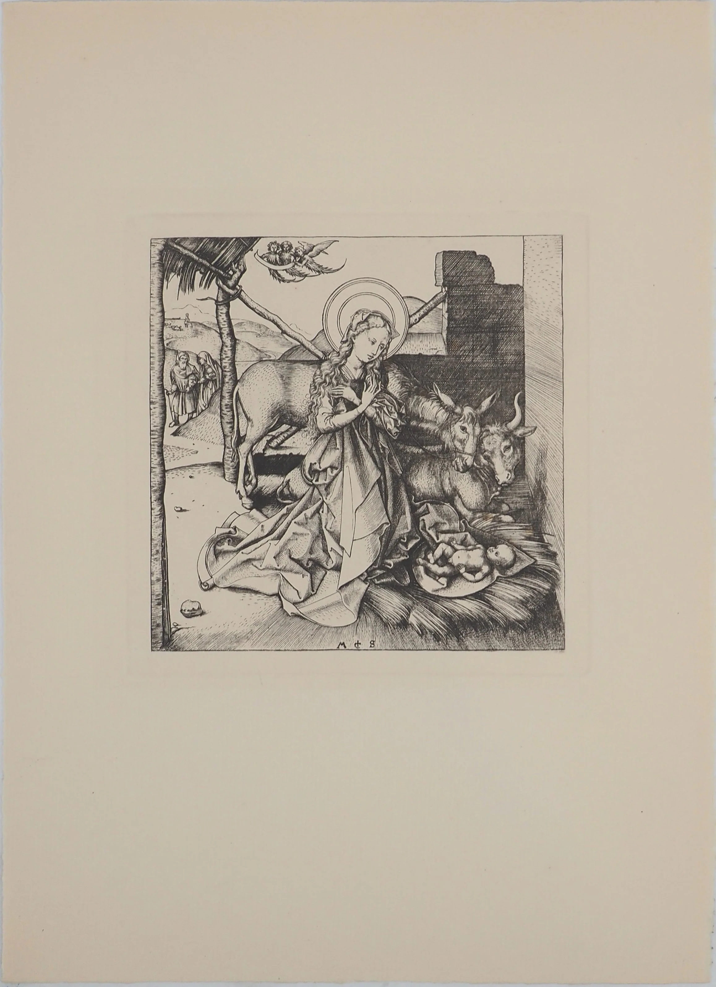 Martin SCHONGAUER : La Nativité, Gravure signée