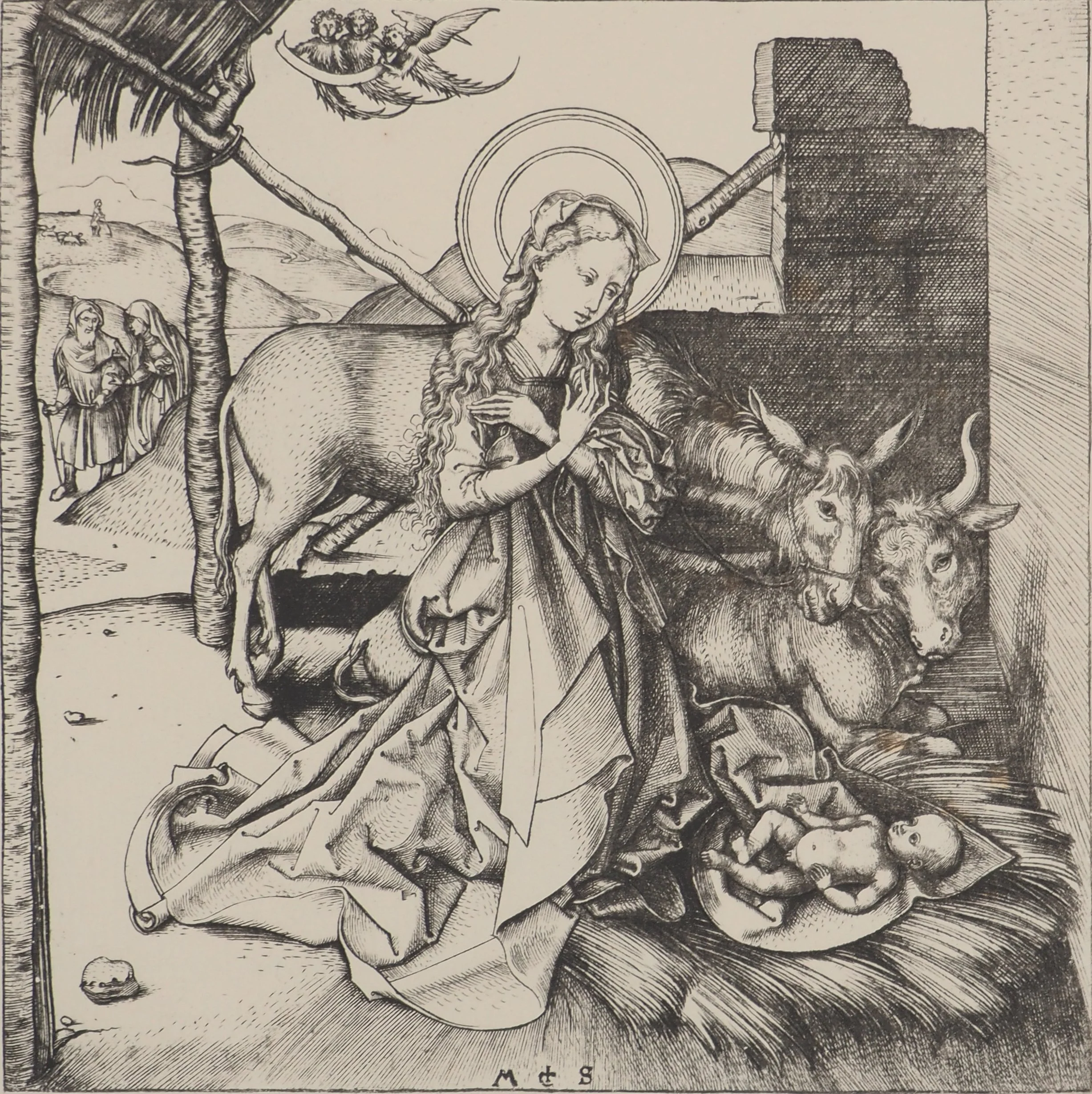 Martin SCHONGAUER : La Nativité, Gravure signée - Image 3