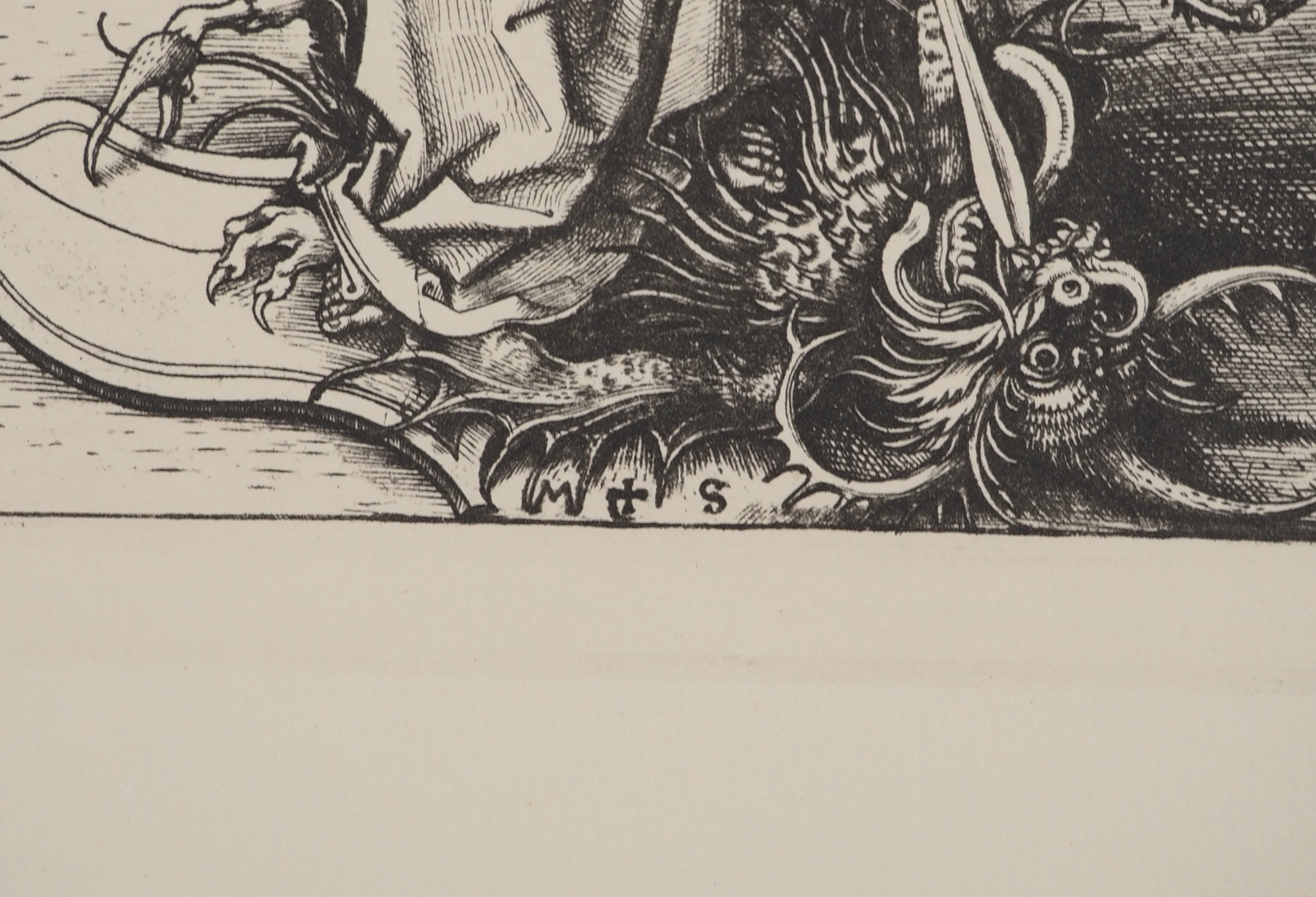 Martin SCHONGAUER : Saint Michel et le dragon, Gravure signée - Image 2