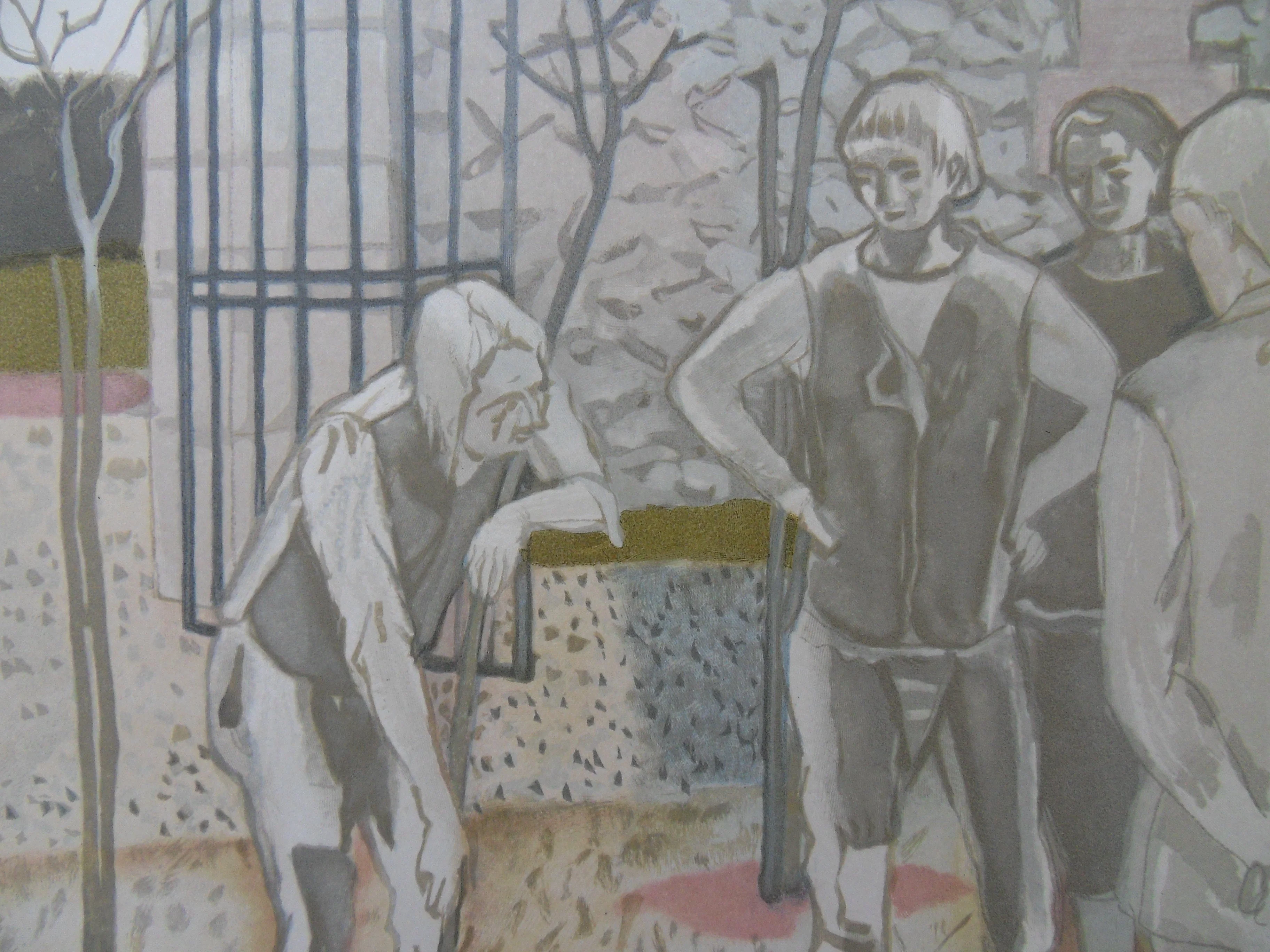 Maurice BRIANCHON : Le vieillard et les trois jeunes hommes, Gravure signée - Image 2