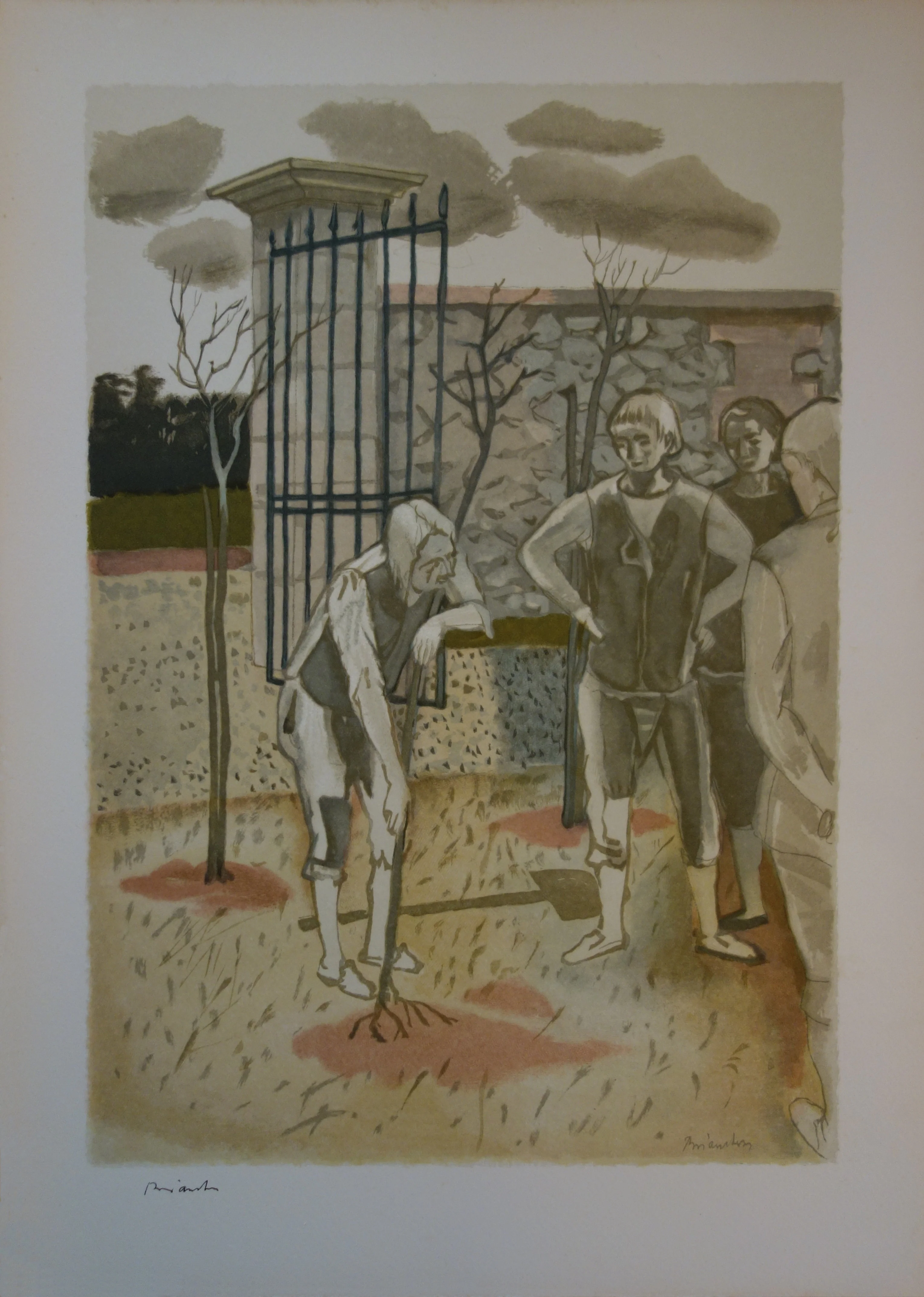Maurice BRIANCHON : Le vieillard et les trois jeunes hommes, Gravure signée - Image 4
