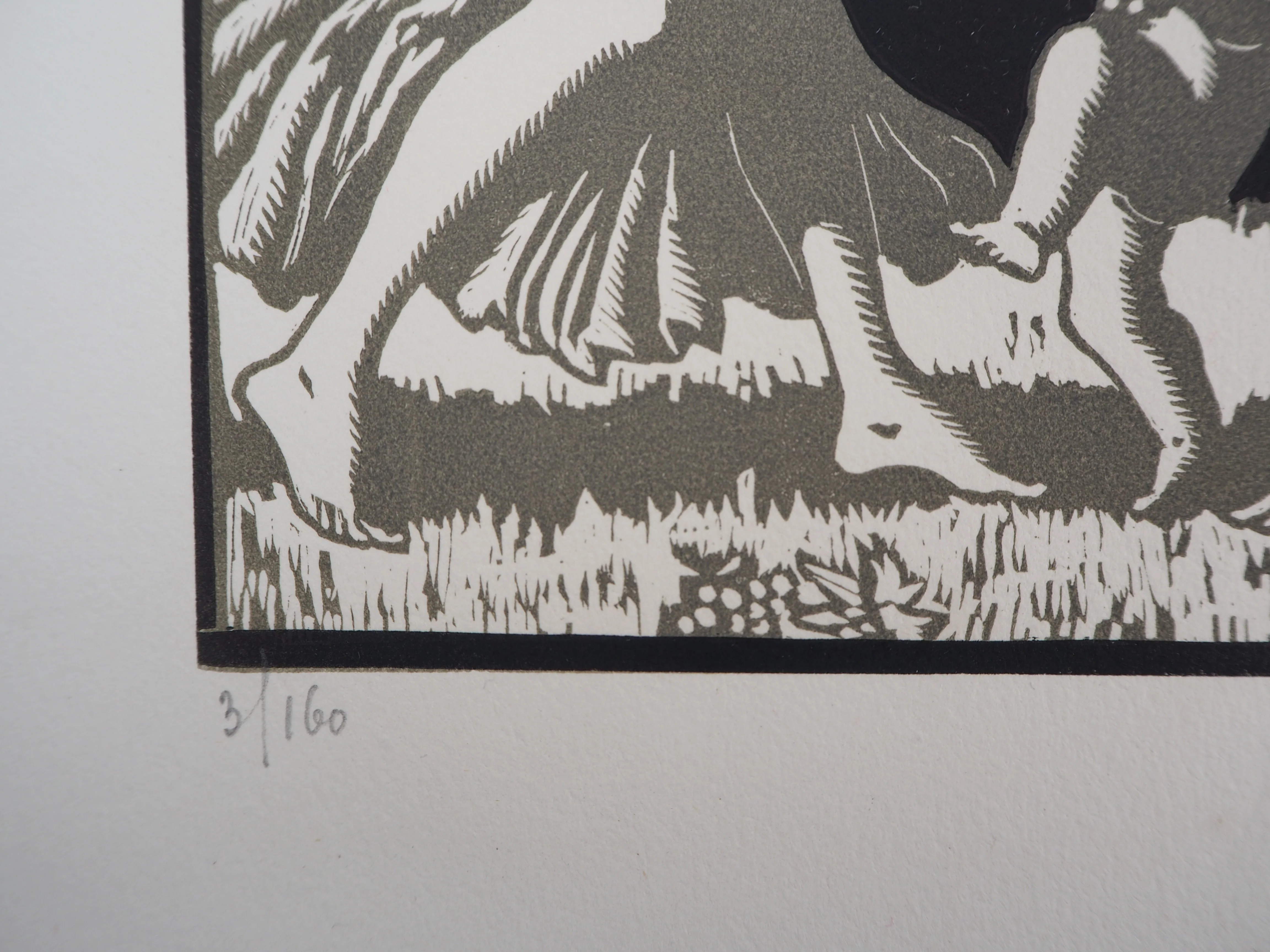 Maurice De LAMBERT : Hommage à Bacchus, les vendanges, Gravure sur bois originale signée - Image 7