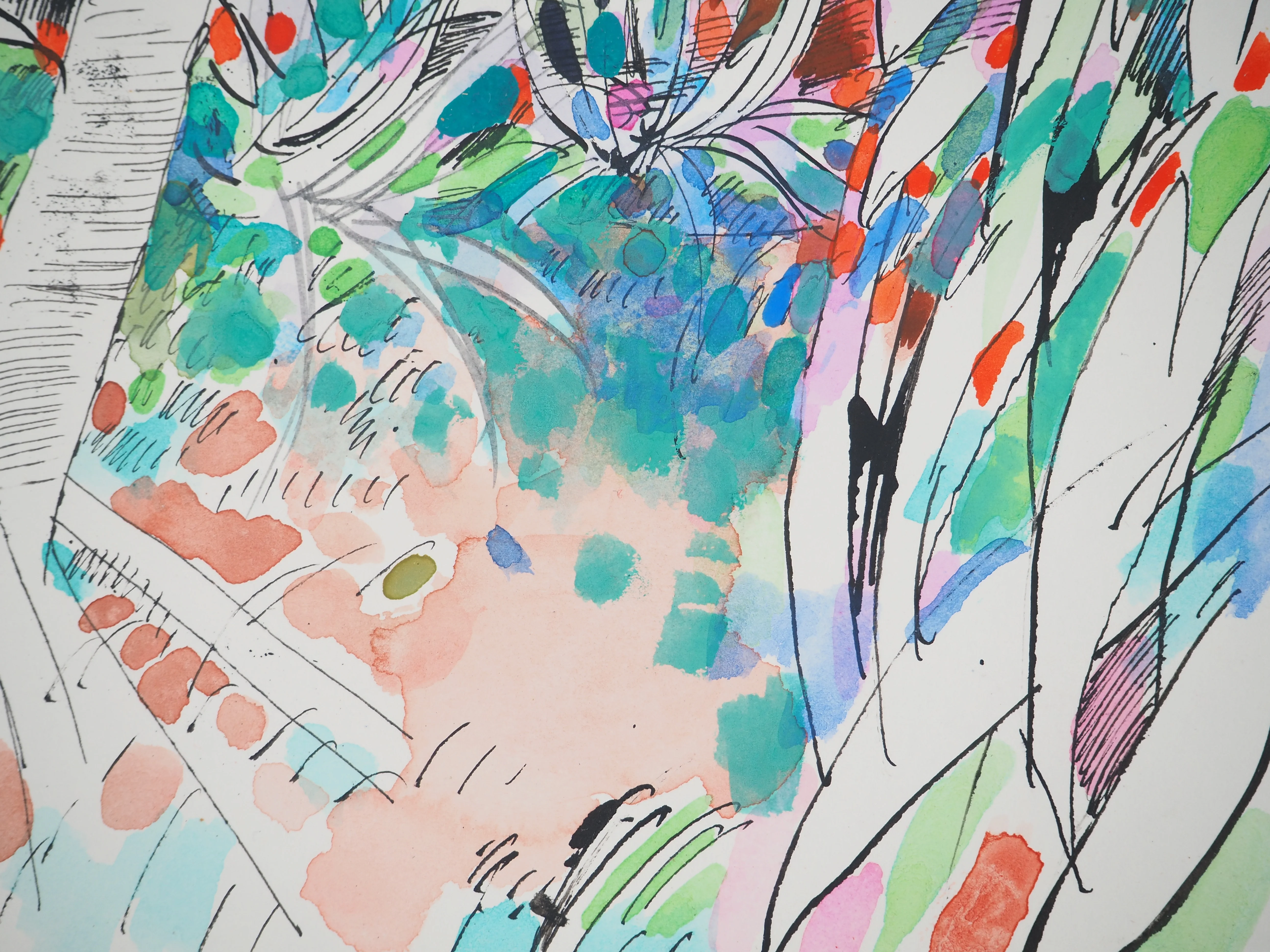 Maurice GENIS : Arbres colorés, Aquarelle originale signée - Image 5