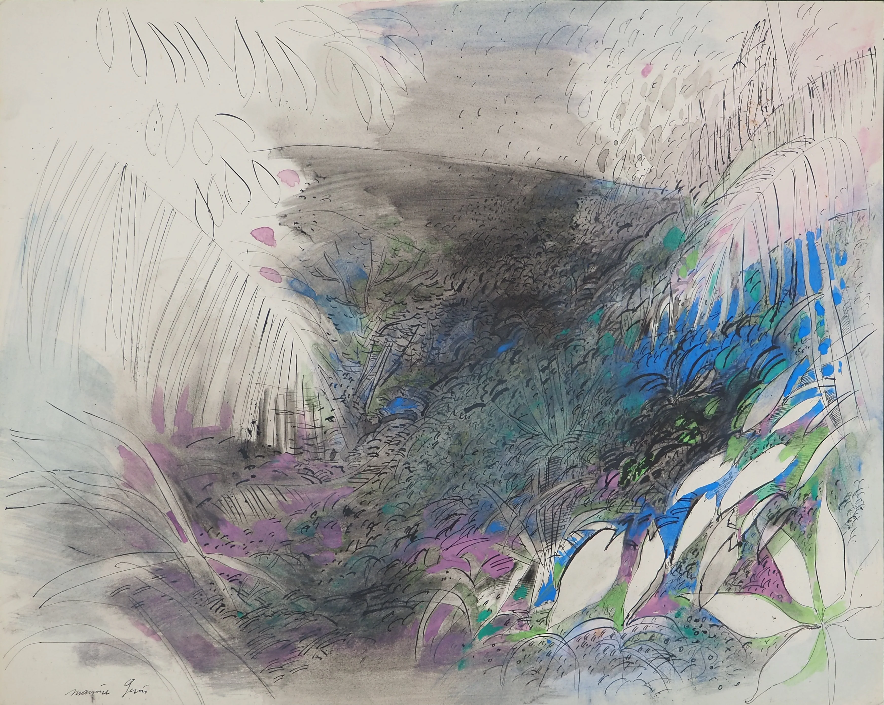 Maurice GENIS : Ballade en forêt, Aquarelle originale signée - Image 3