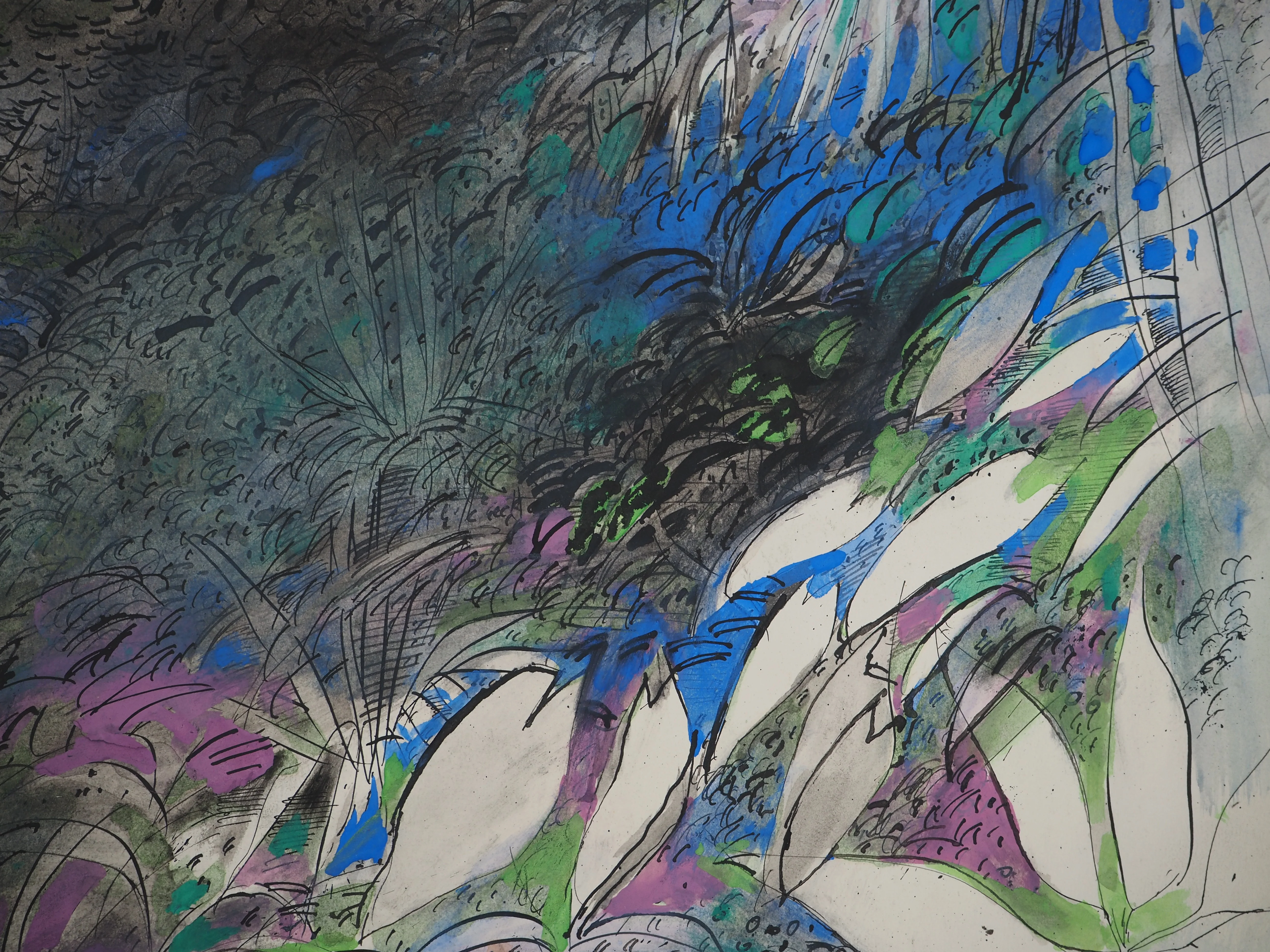 Maurice GENIS : Ballade en forêt, Aquarelle originale signée - Image 4