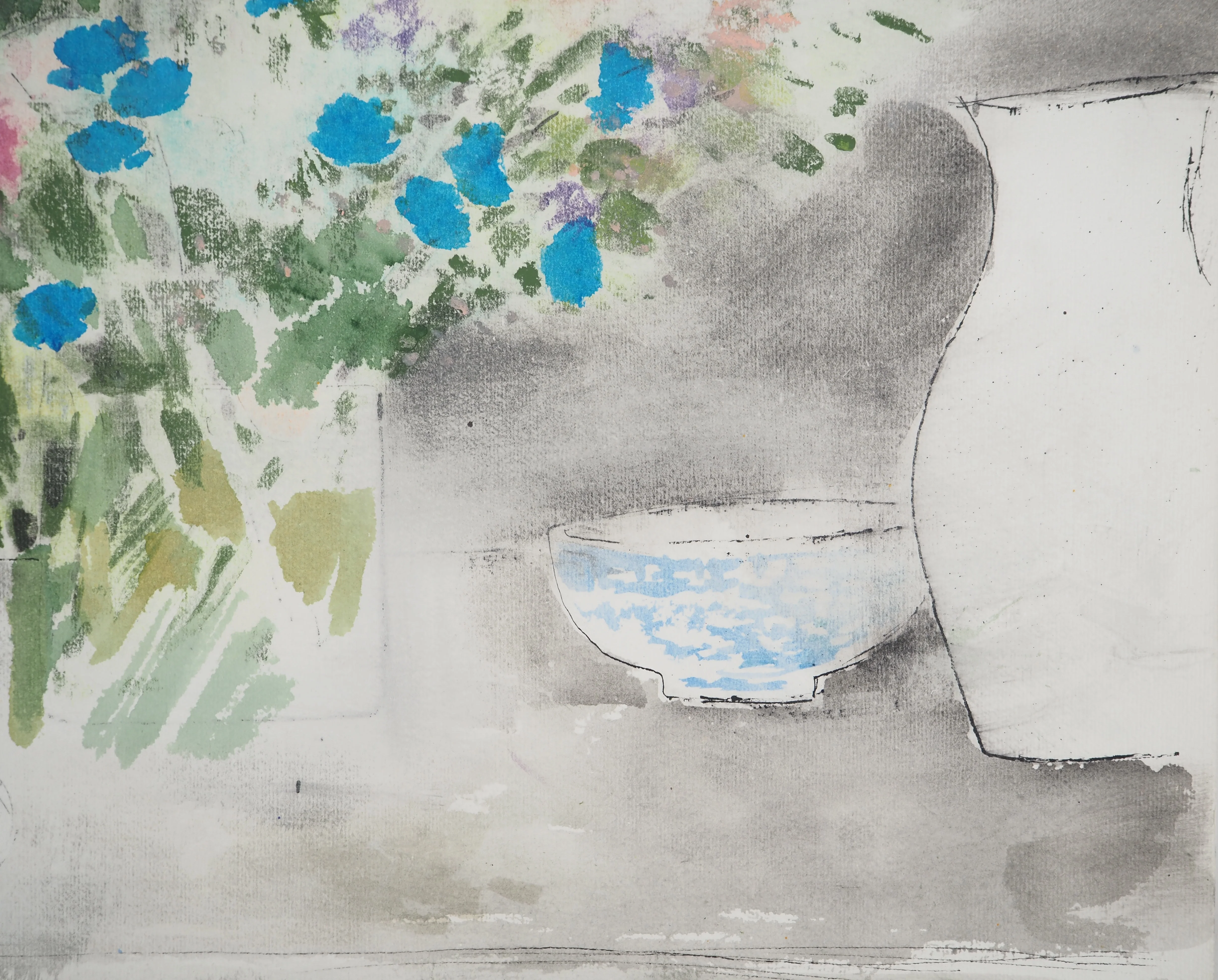 Maurice GENIS : Bouquet de fleurs, Aquarelle originale - Image 4