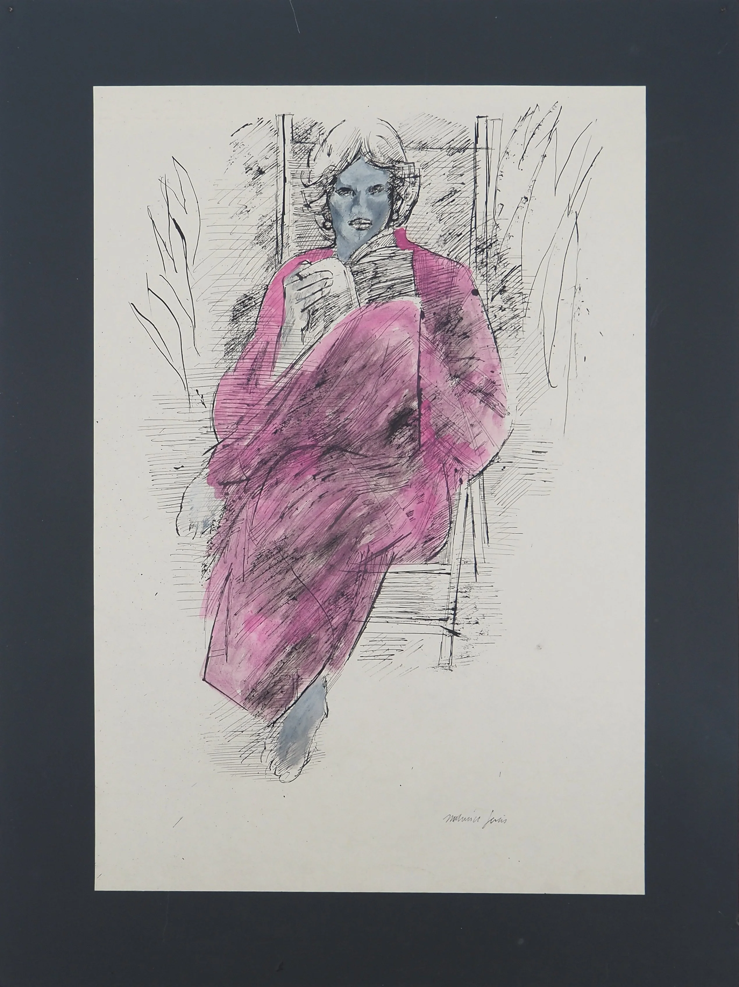Maurice GENIS : Instant lecture, Aquarelle originale signée
