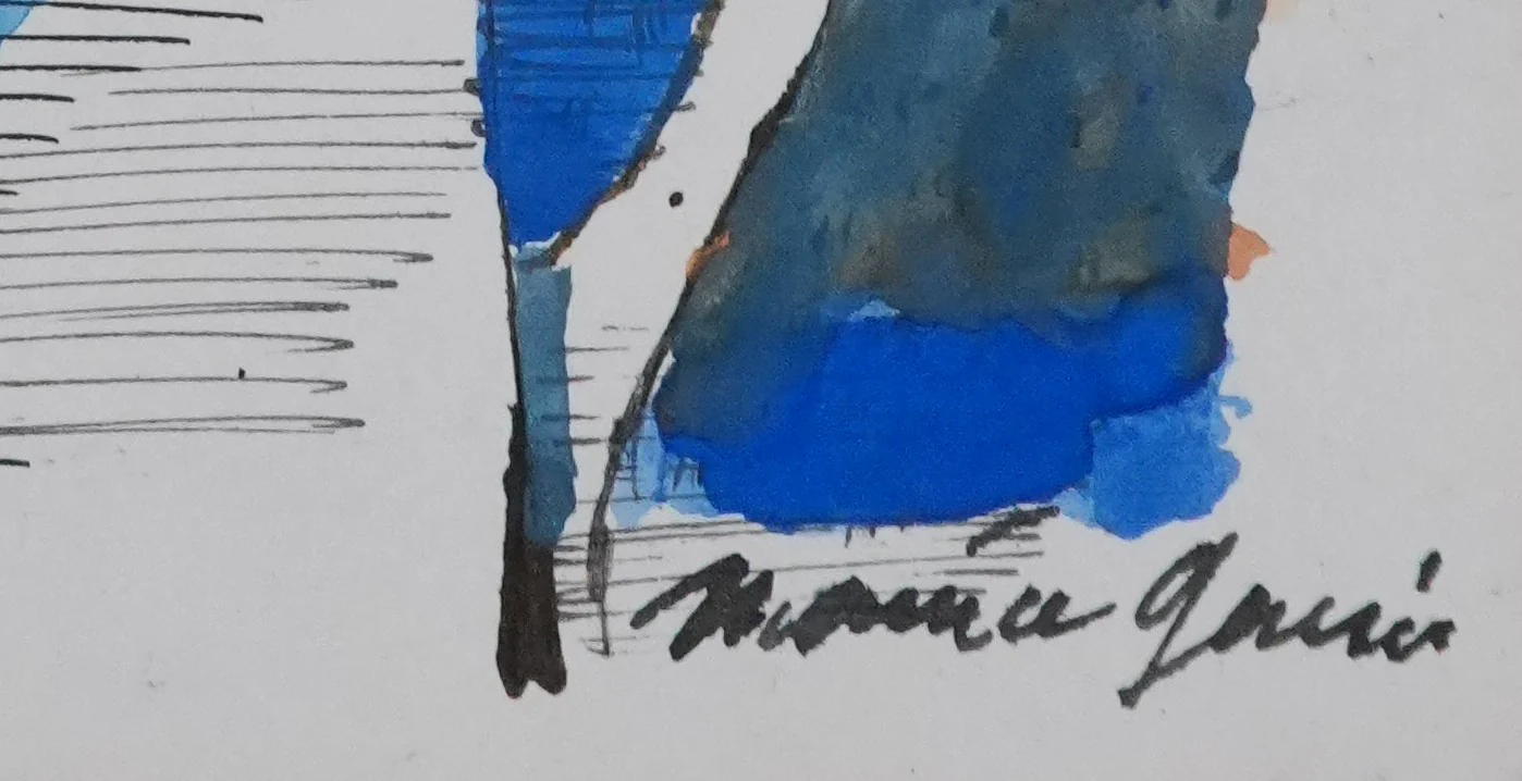Maurice GENIS : Le bouquet de coquelicots, Dessin original signé - Image 3