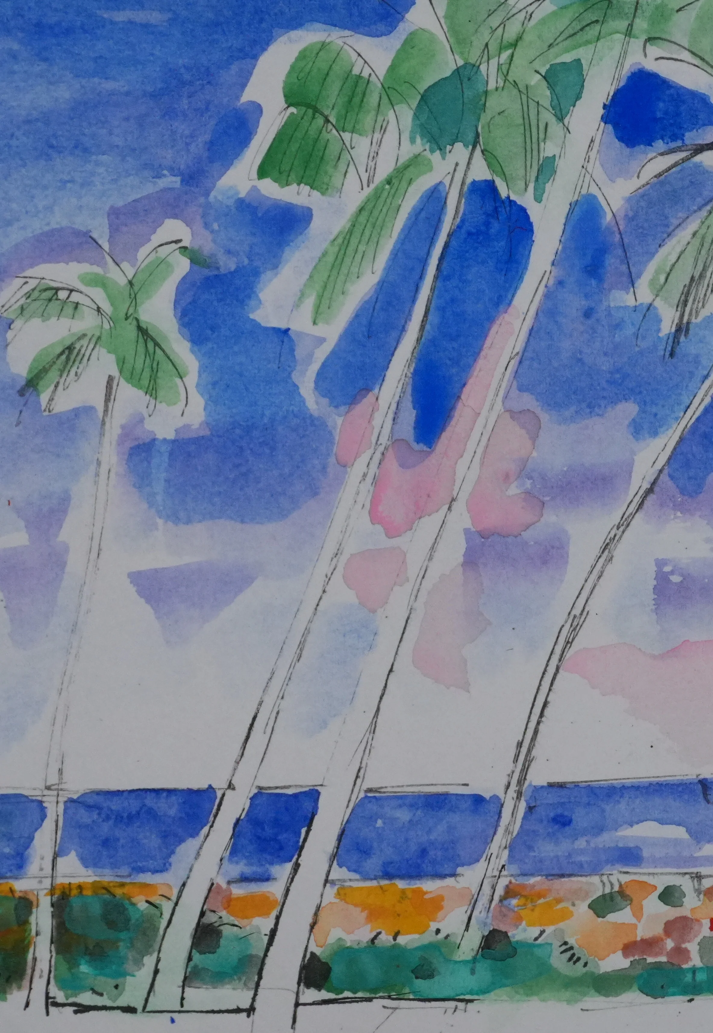Maurice GENIS : Les palmiers sur la plage, Dessin original signé - Image 5