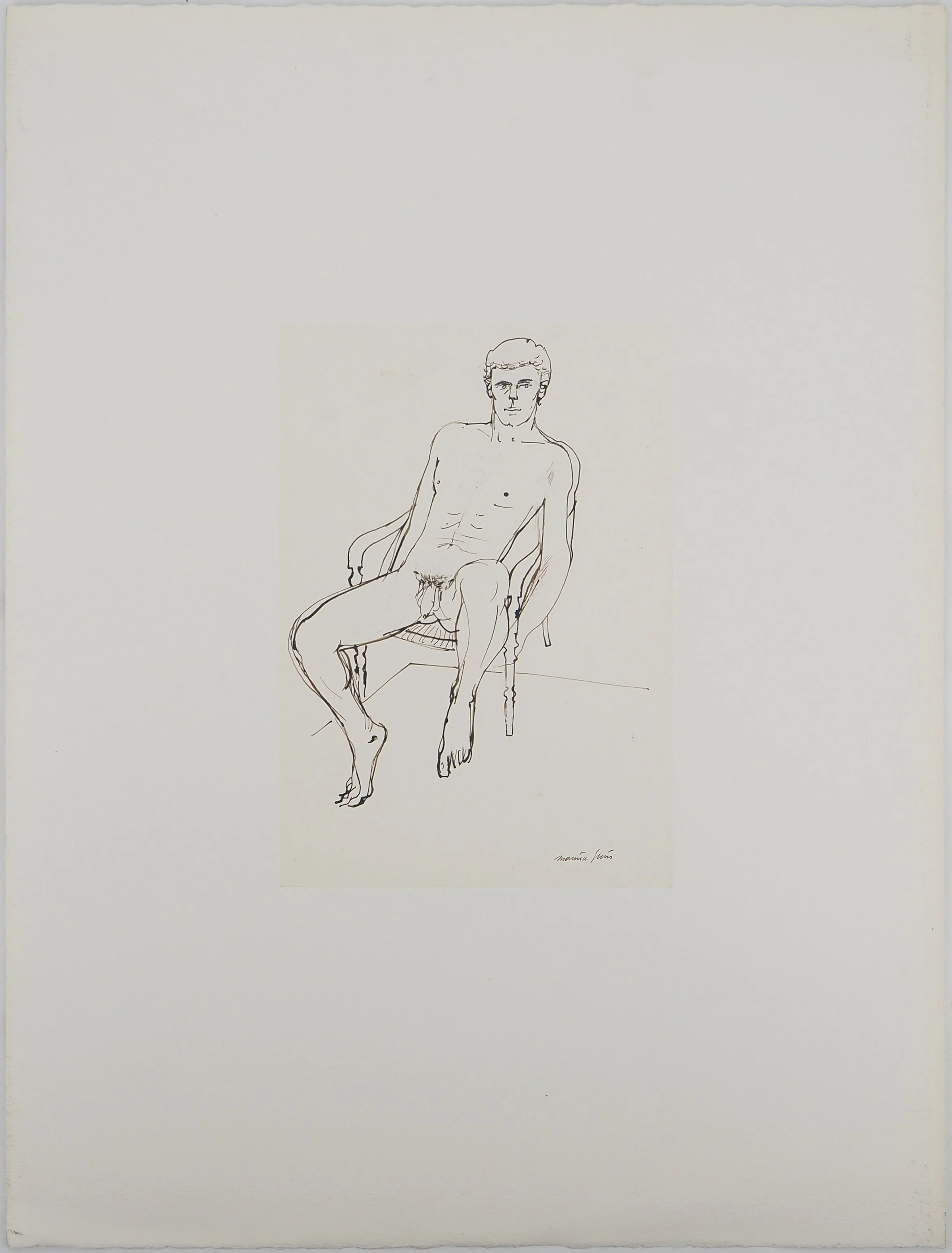 Maurice GENIS : Nu posant assis, Dessin original signé