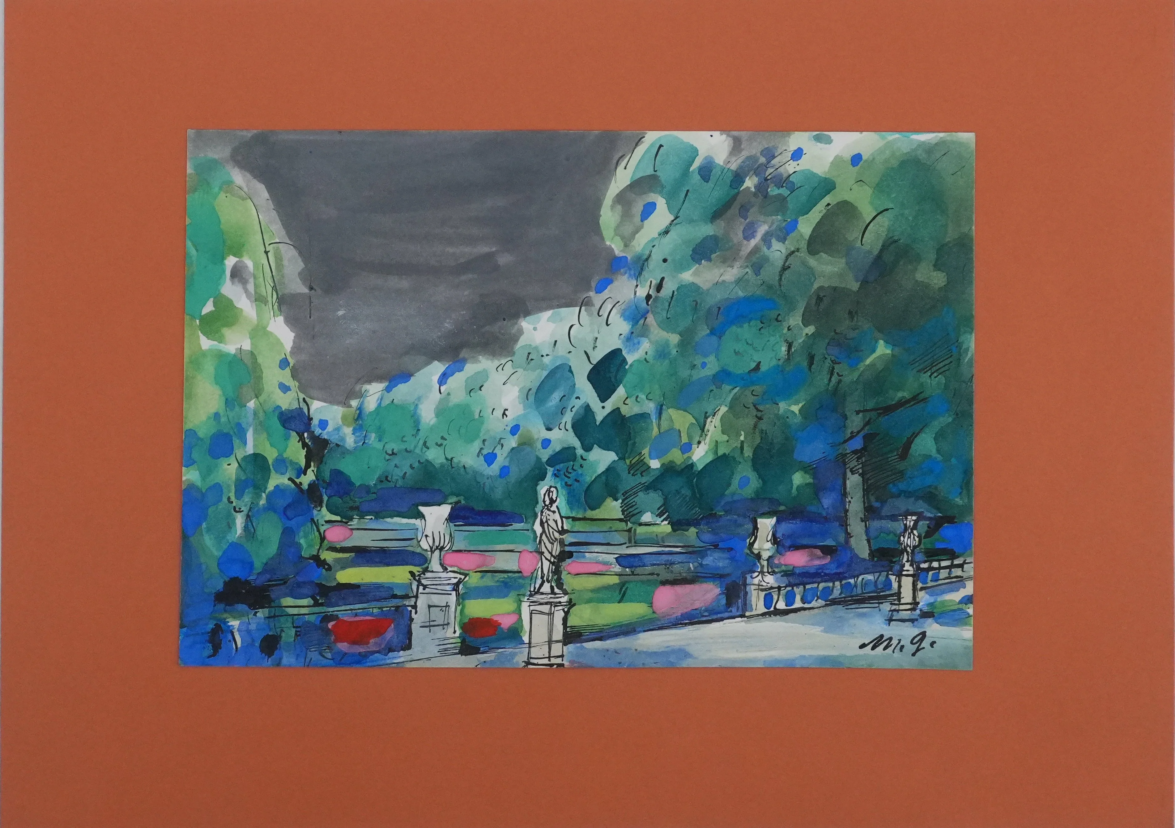 Maurice GENIS : Le parc aux statues, Dessin original signé - Image 2
