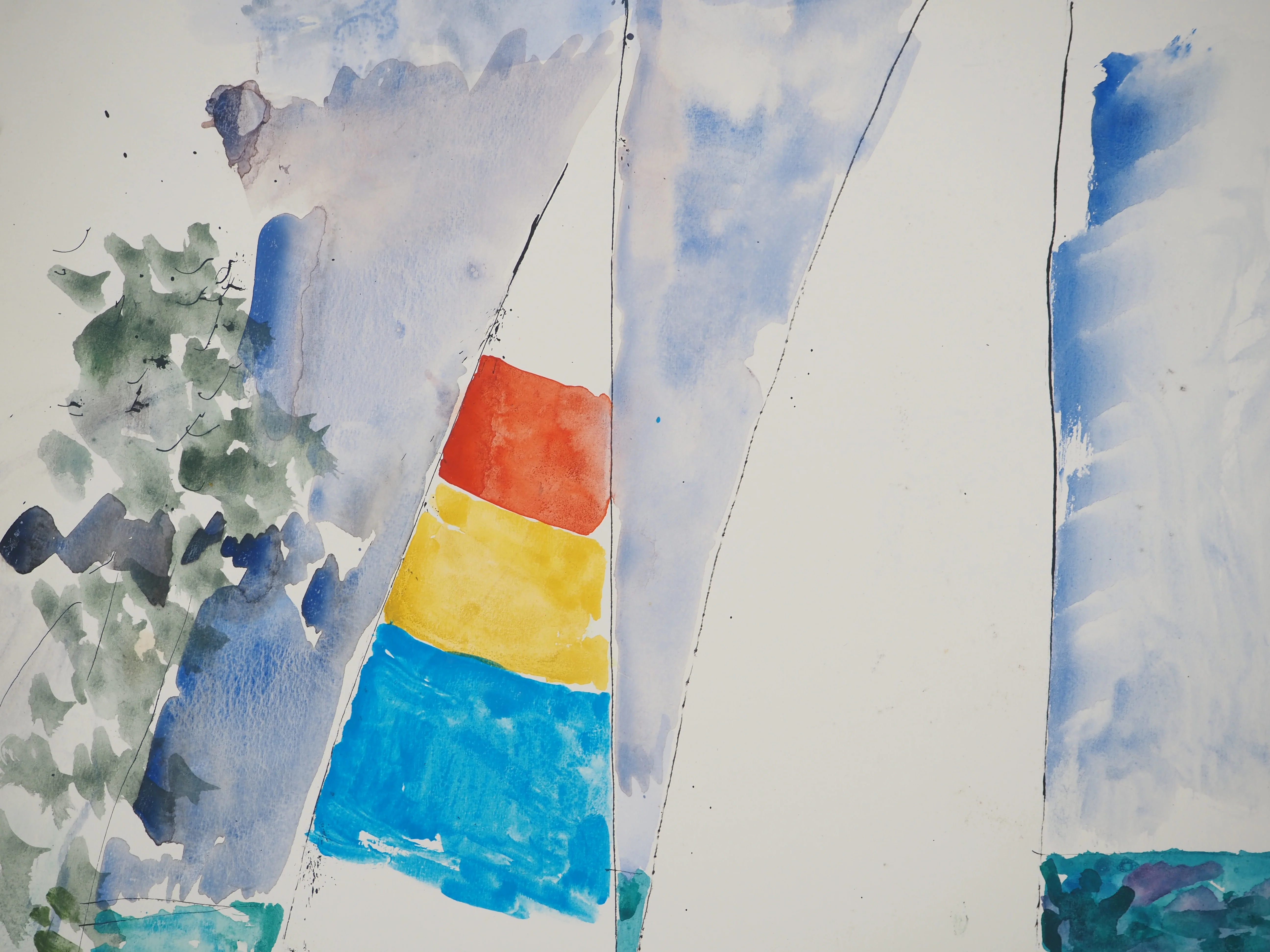 Maurice GENIS : Sortie en mer, Aquarelle originale - Image 3