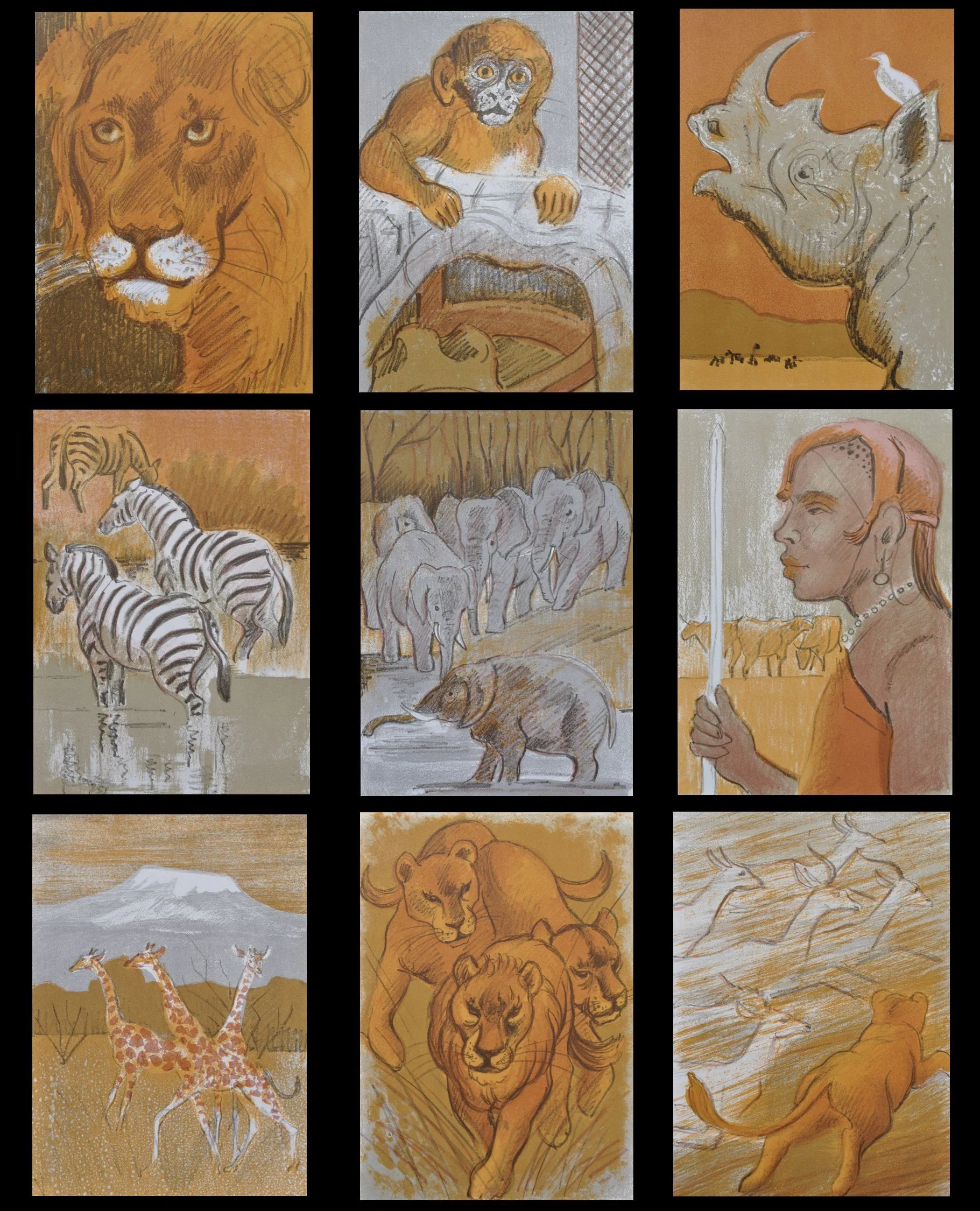Maurice MOURLOT : Le Lion, 9 Lithographies originales, 1972