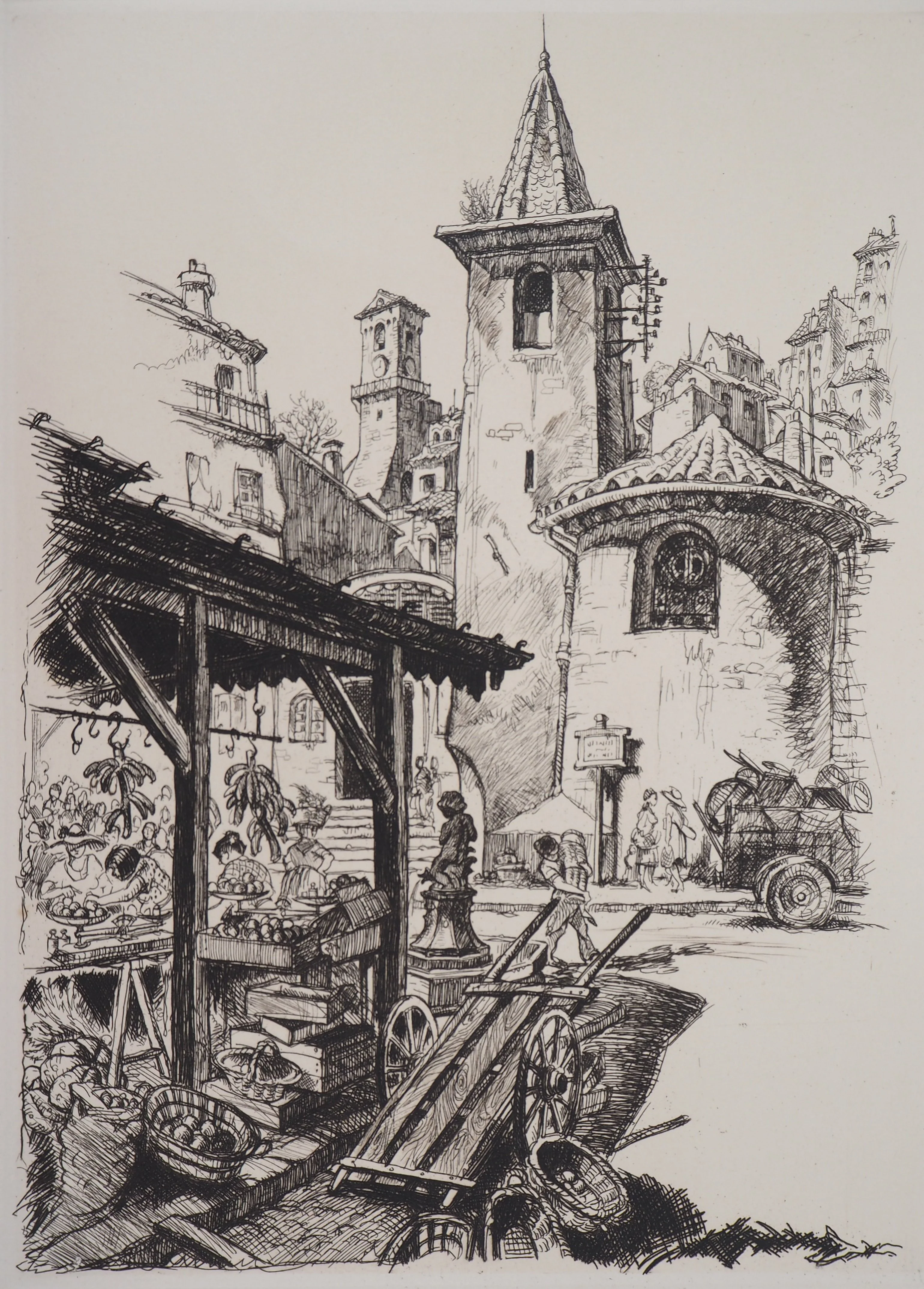 Maurice ROBERT : Vues du village, Lot de cinq gravures - Image 9