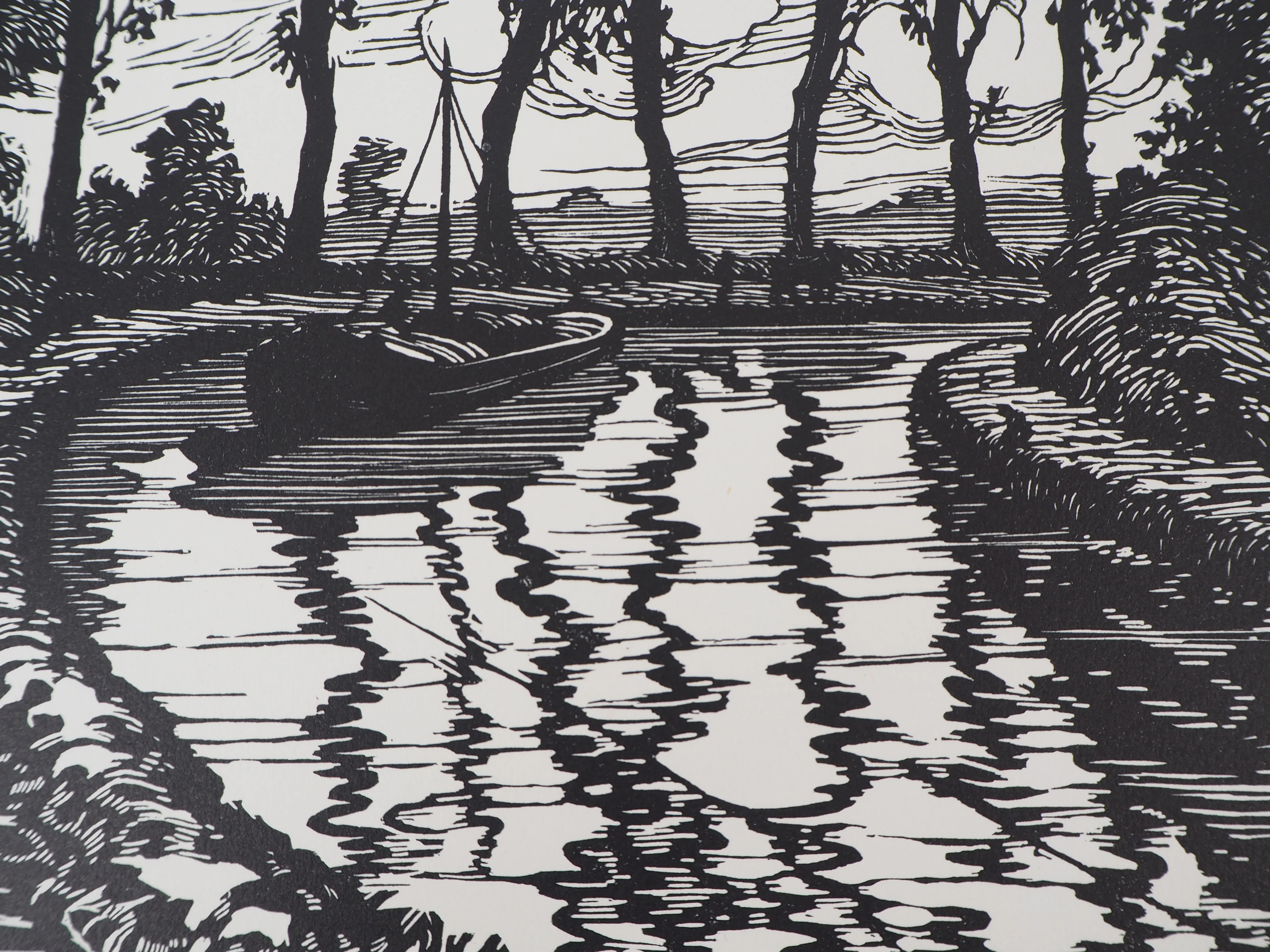 Maurice ROLLET : Le Canal, Gravure sur bois originale signée - Image 5