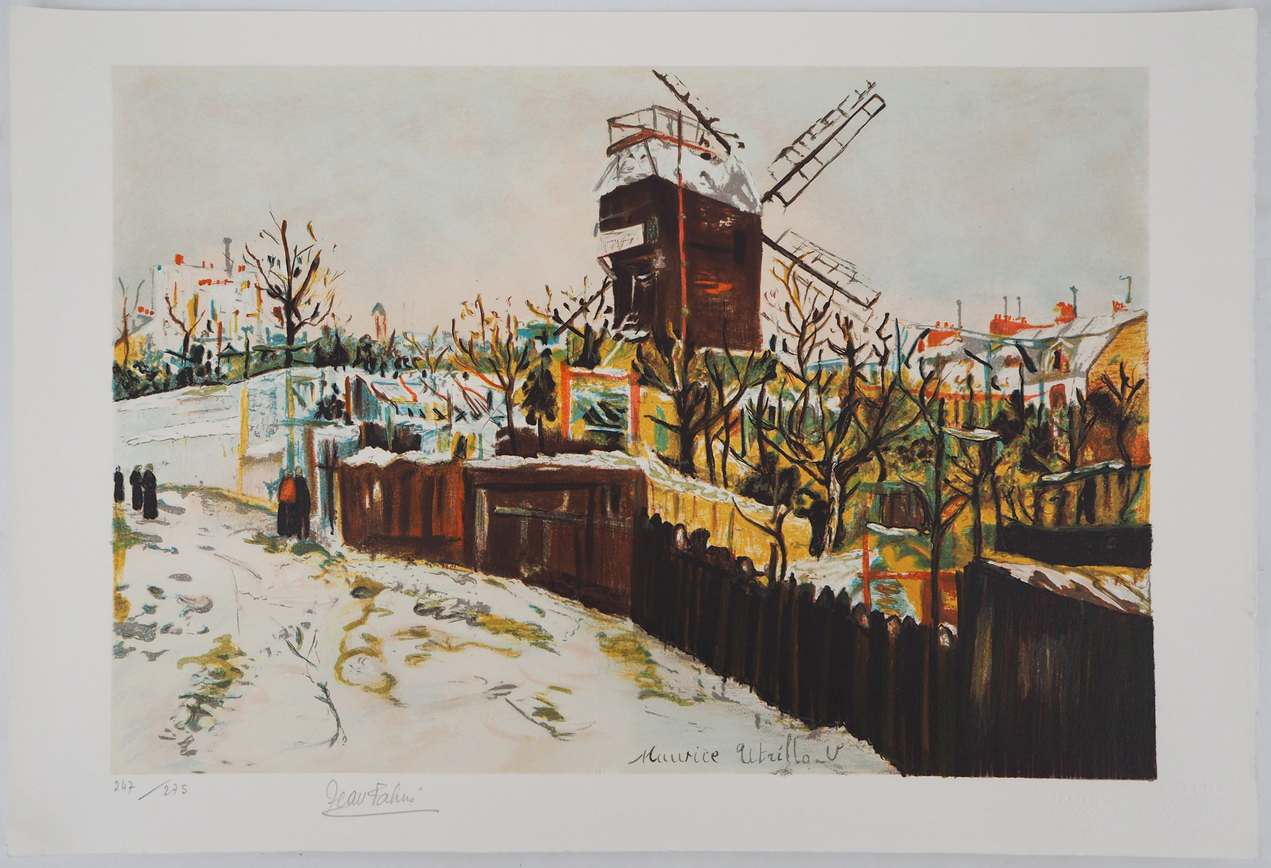 Maurice UTRILLO : Moulin de la Galette à Montmartre, Lithographie signée