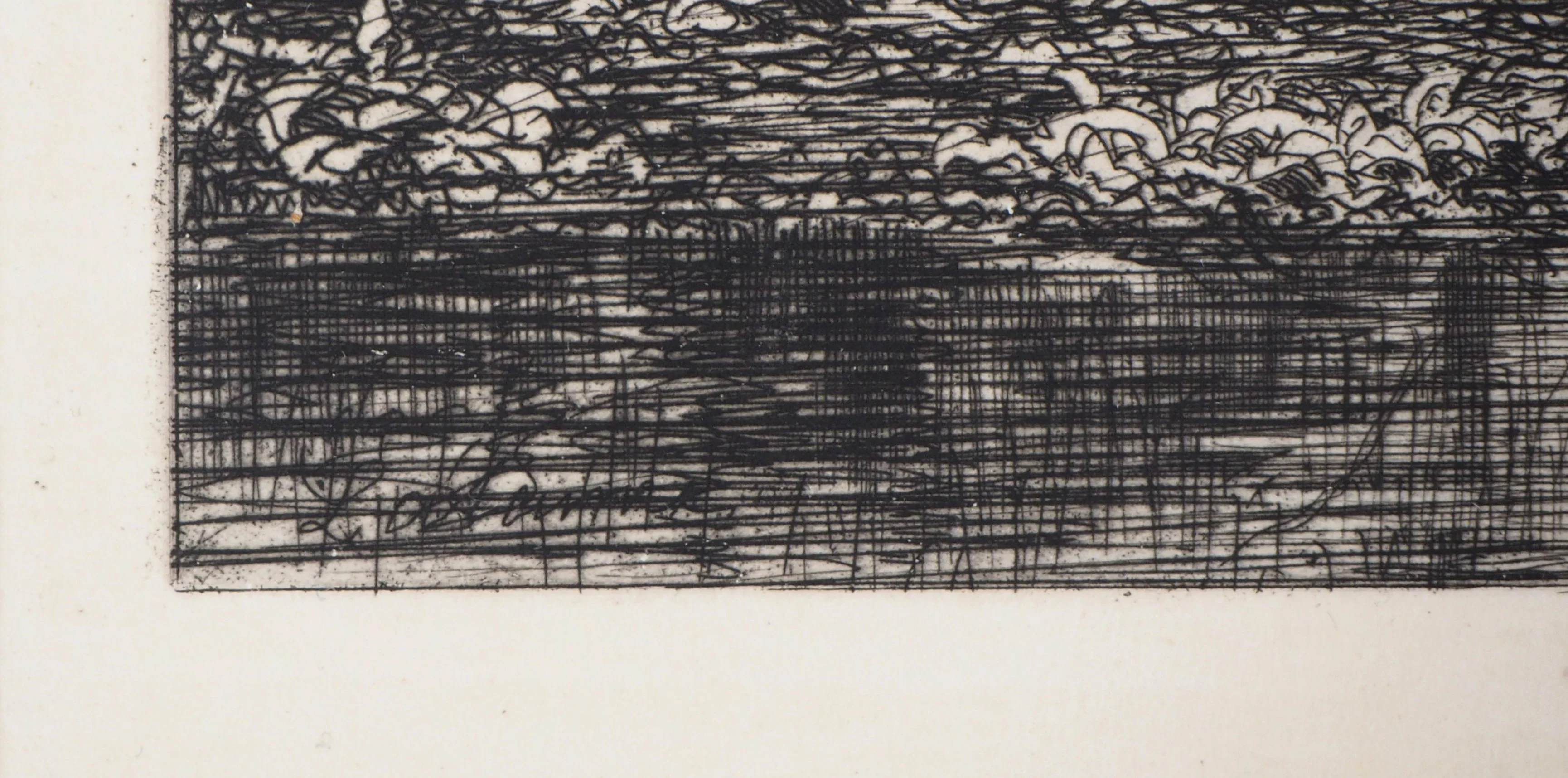 Maxime LALANNE : Promenade dans le parc, Gravure originale signée - Image 2