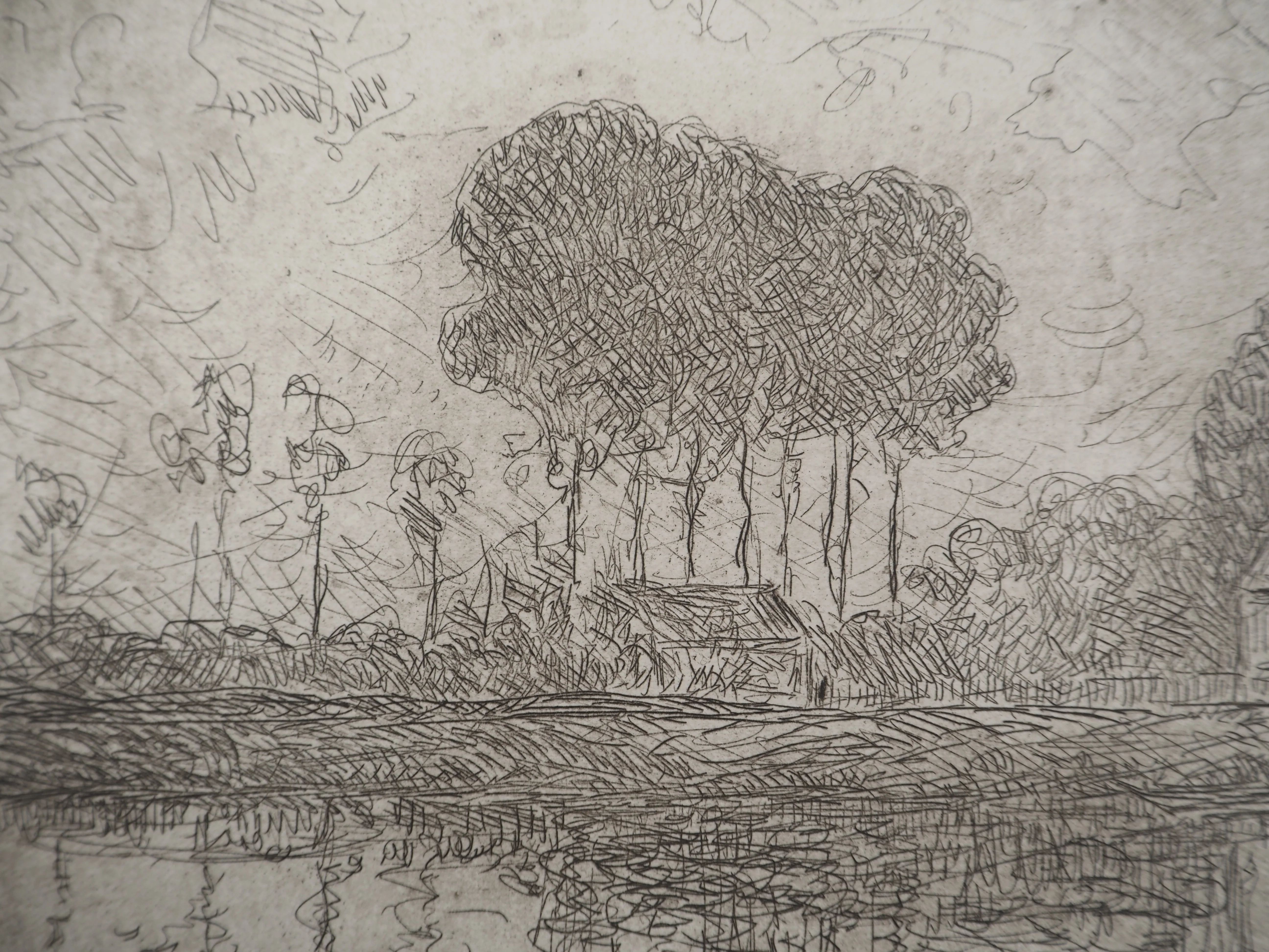 Maxime MAUFRA : Bords de Seine aux Andelys, Gravure originale signée - Image 4