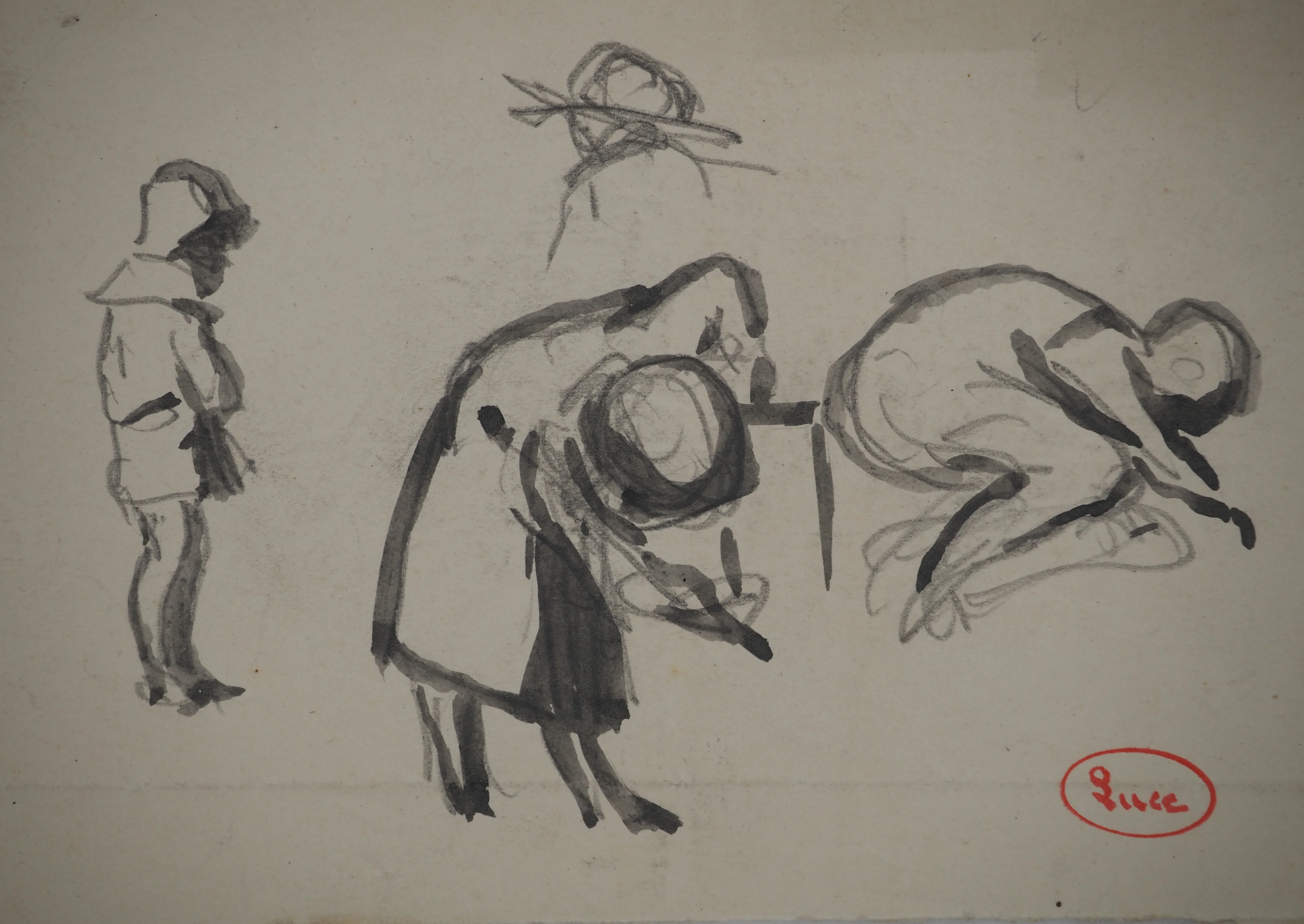 Maximilien LUCE : Etude d'enfants en mouvement, Dessin original signé - Image 3