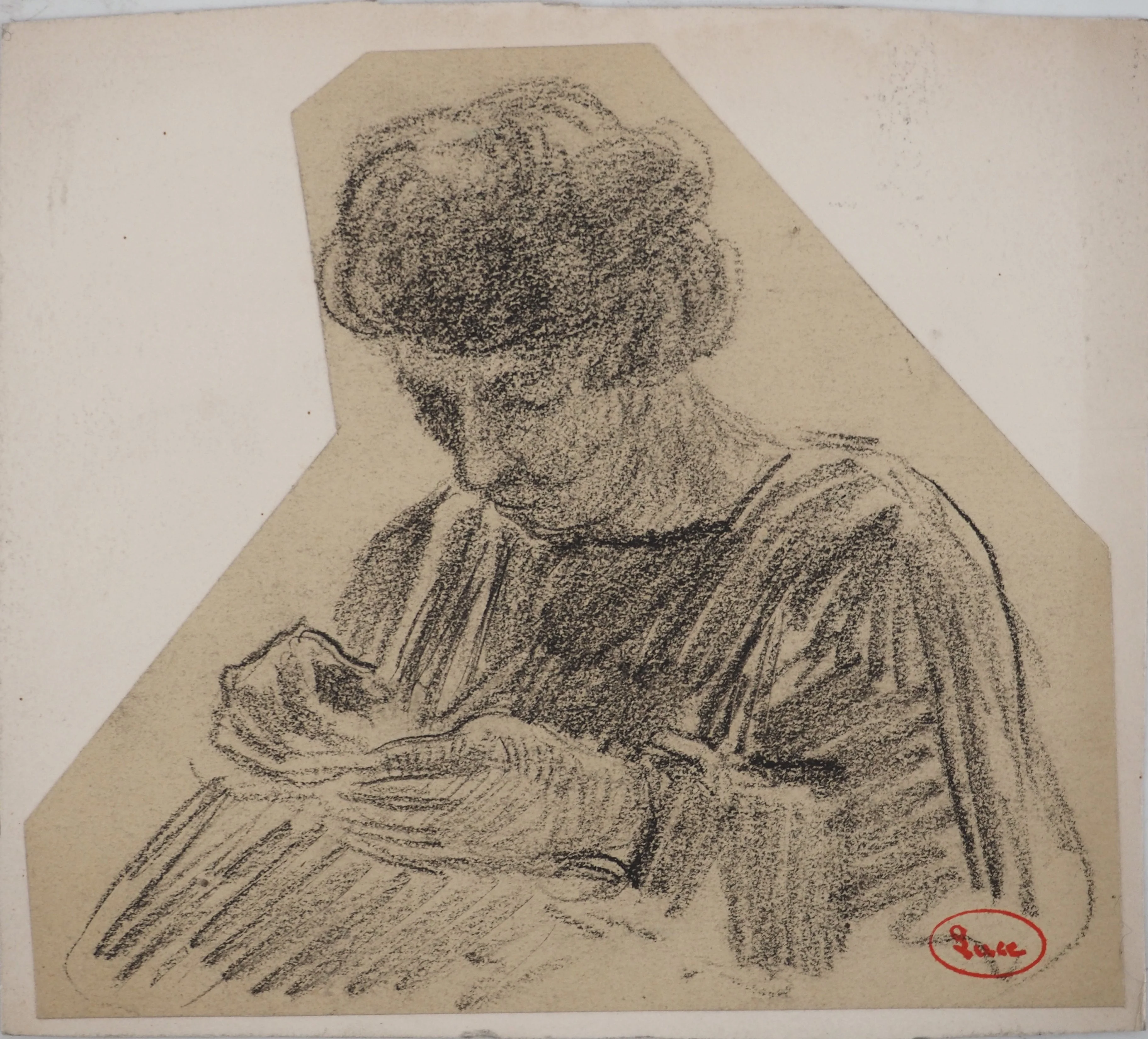 Maximilien LUCE : La couturière, Dessin original signé