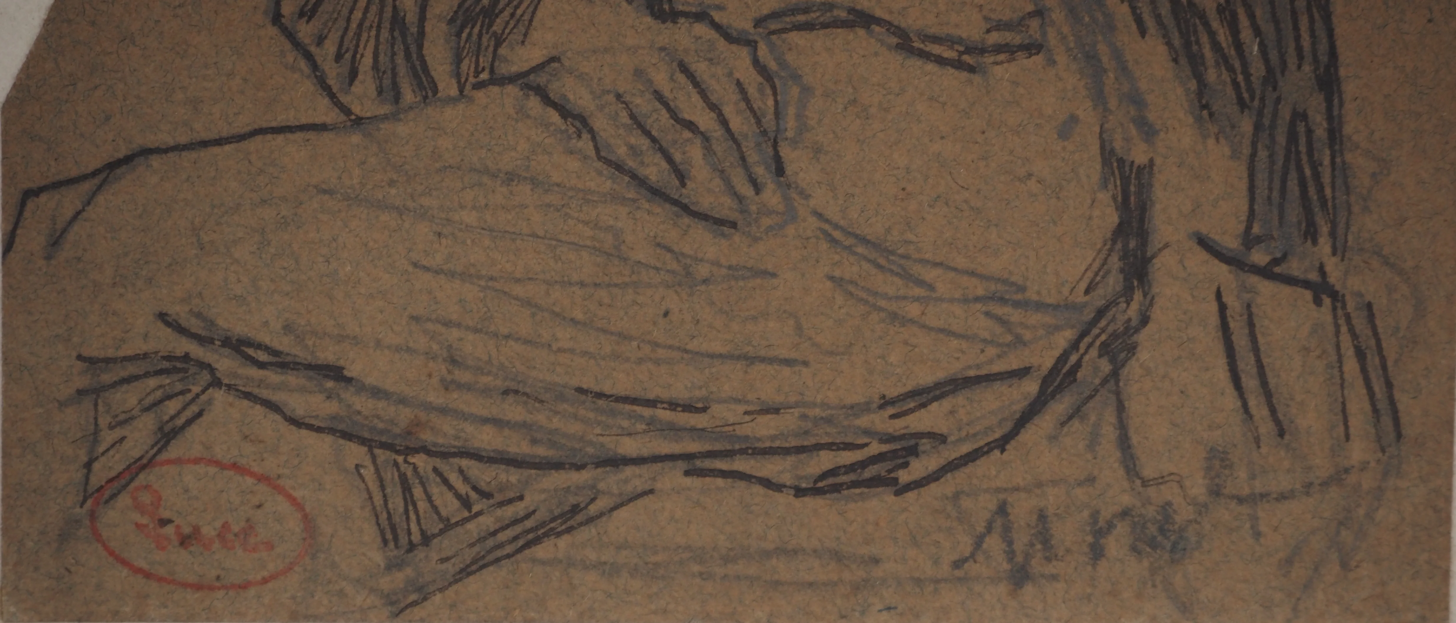 Maximilien LUCE : Portrait à la pipe, Dessin original signé - Image 3