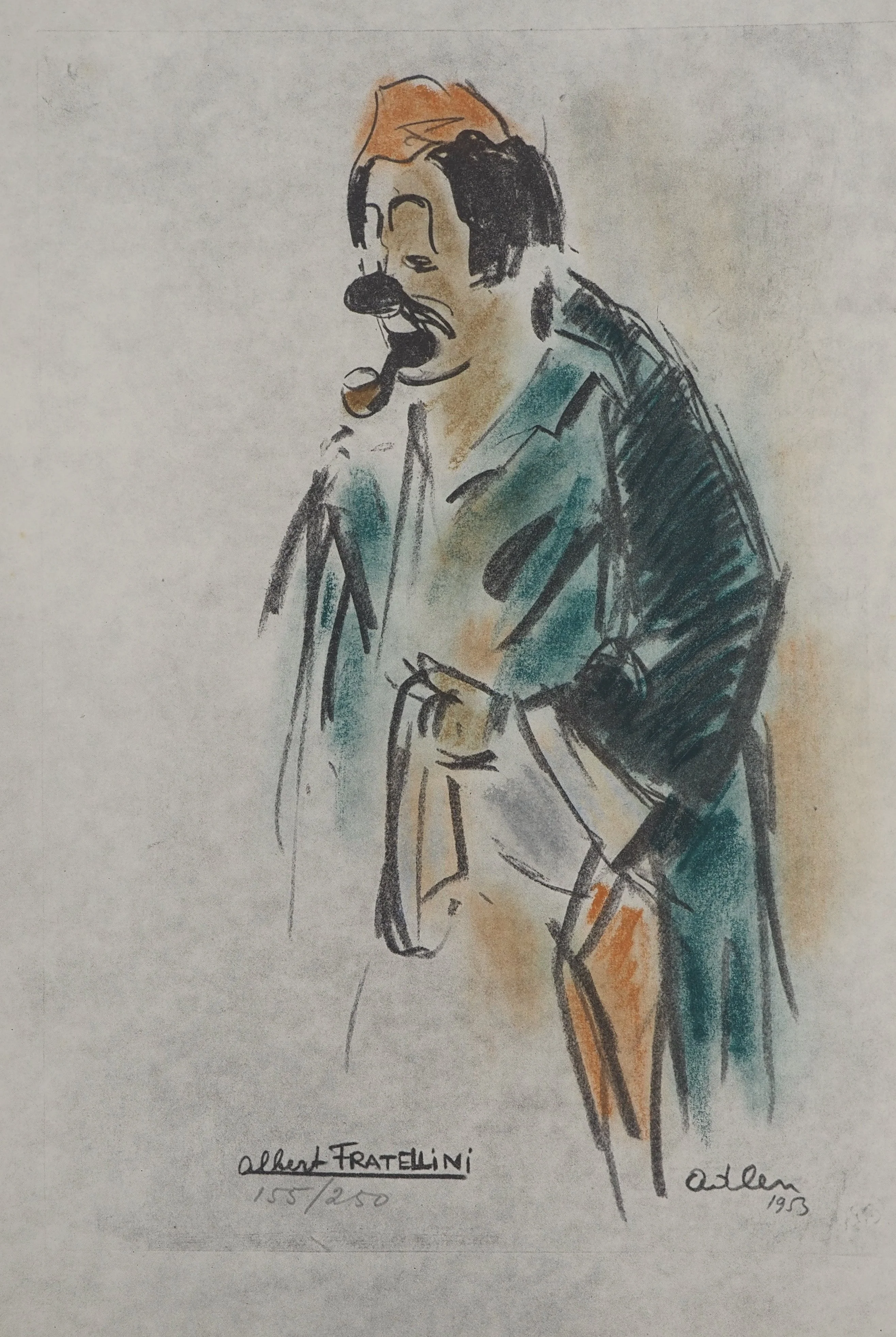 Michel ADLEN : Clown fumant la pipe, Lithographie originale signée - Image 3