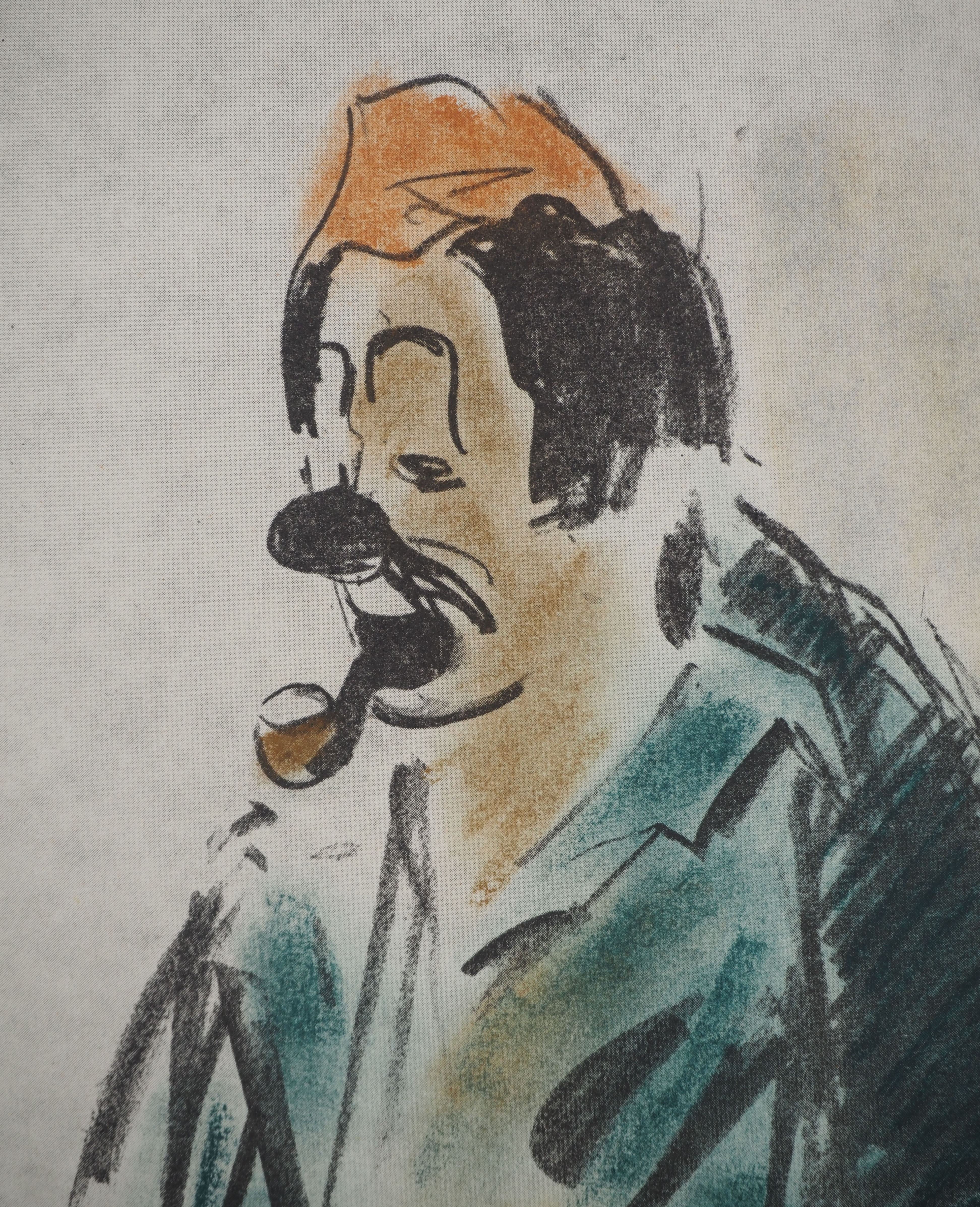 Michel ADLEN : Clown fumant la pipe, Lithographie originale signée - Image 4