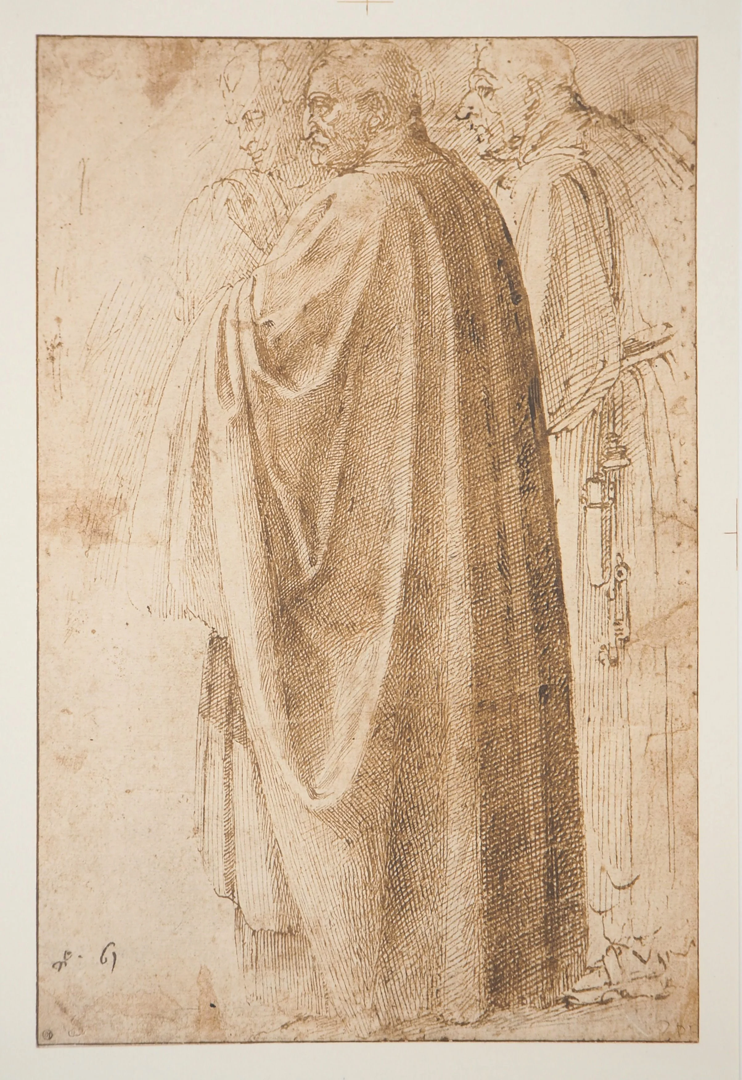 Michel-Ange BUONARROTI : Trois hommes en cape, Lithographie
