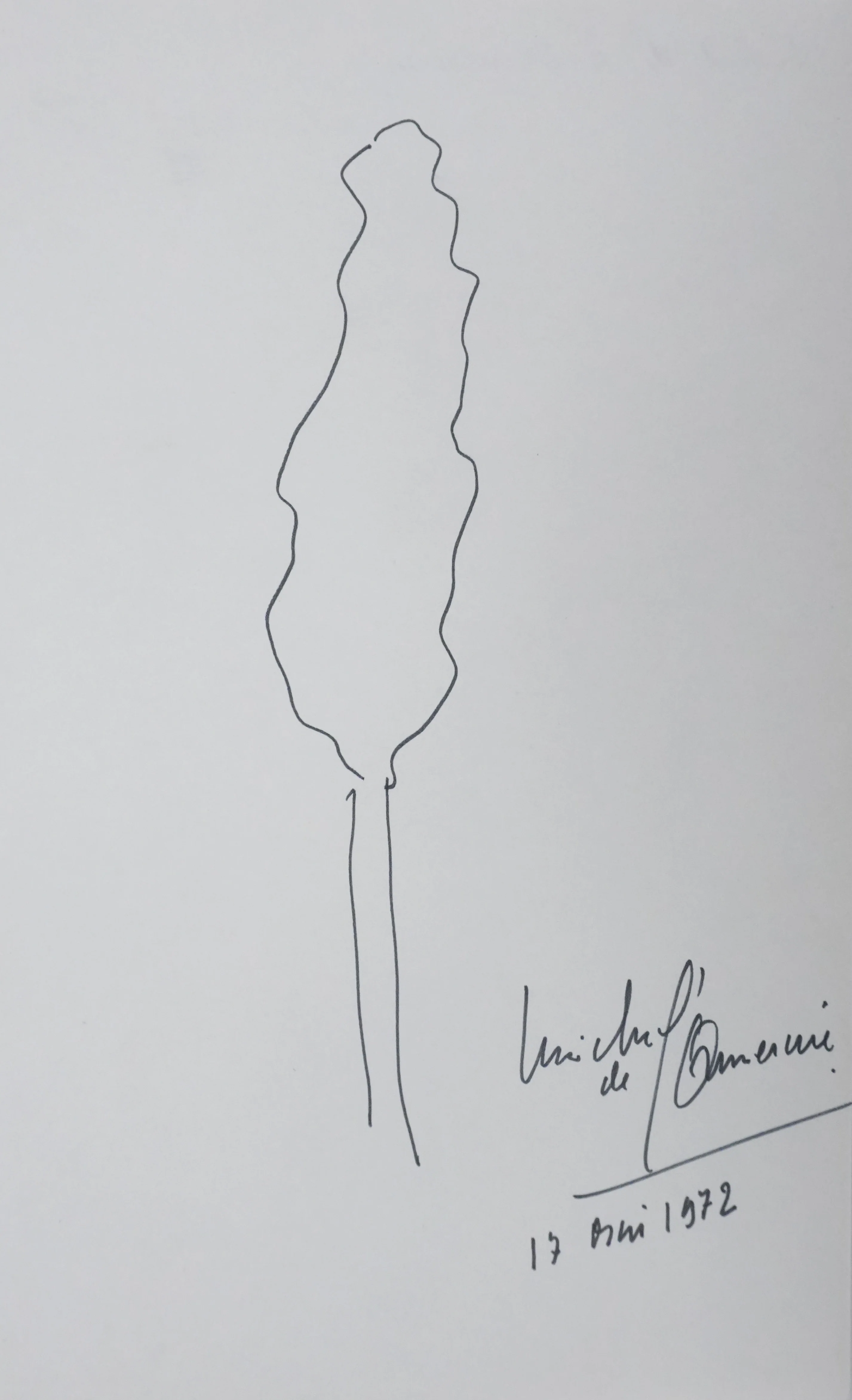 Michel DE L'ORMERAIE : L'arbre magique, Autographe et dessin original signé
