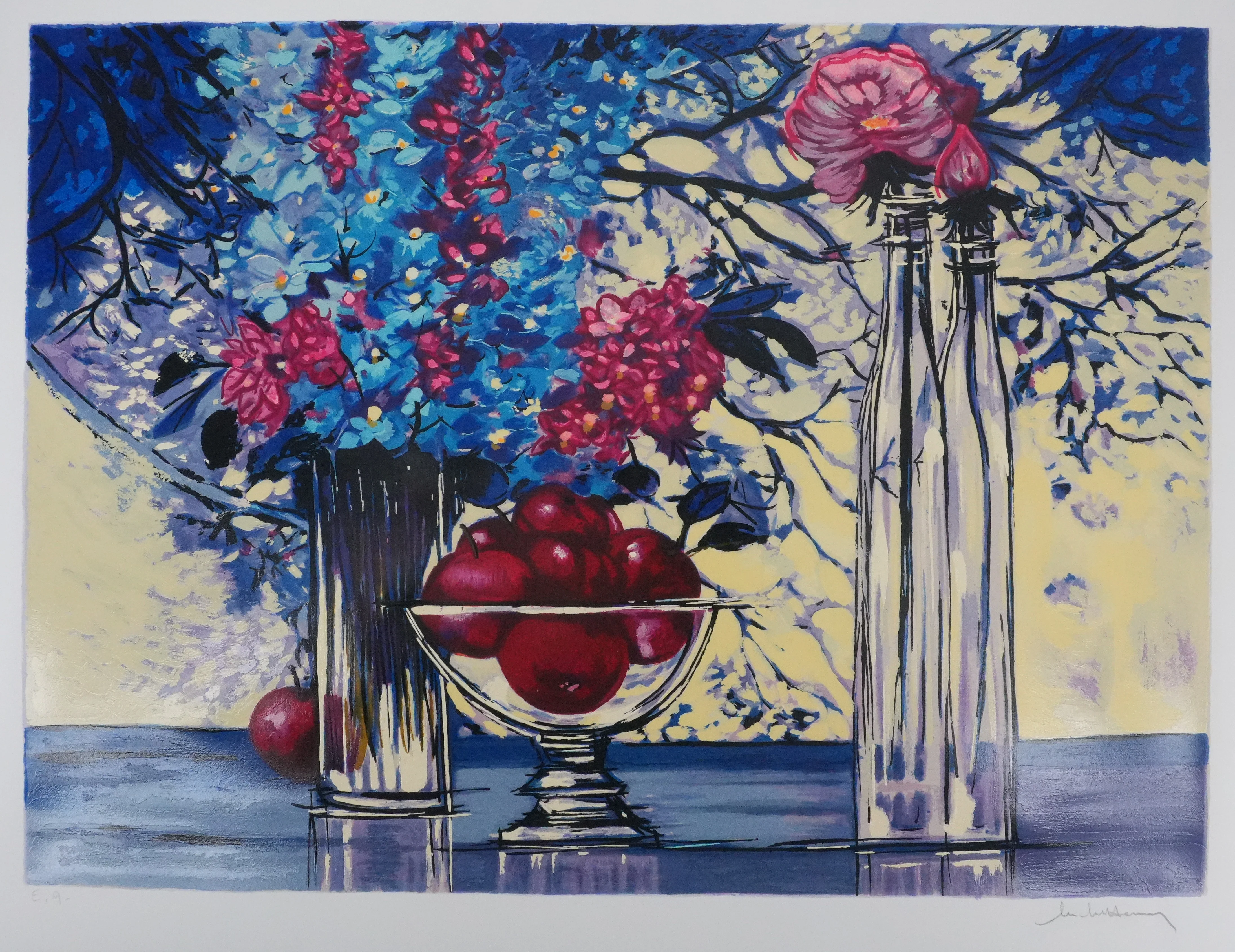 Michel HENRY : Nature morte bleutée, Sérigraphie originale signée - Image 3