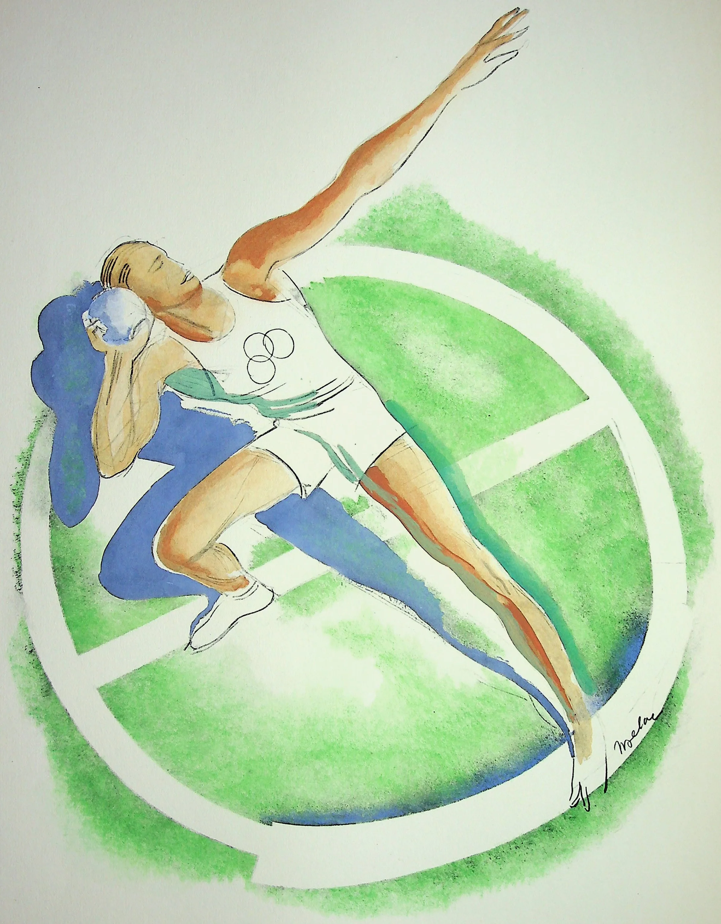 Milivoj UZELAC : Lancer de poids olympique, Lithographie originale signée - Image 3
