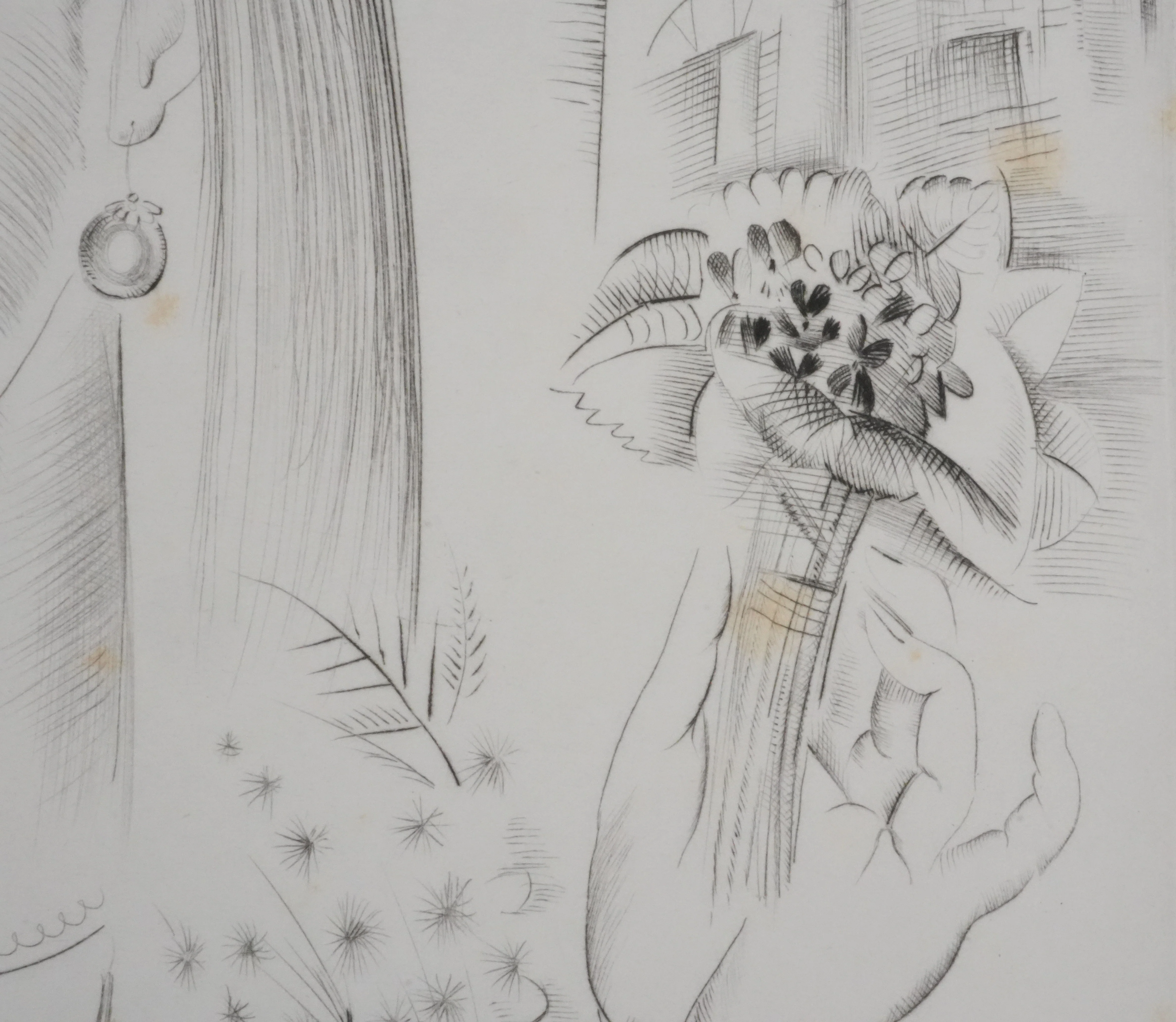 Mily POSSOZ : Jeune femme au bouquet, Gravure originale signée - Image 9