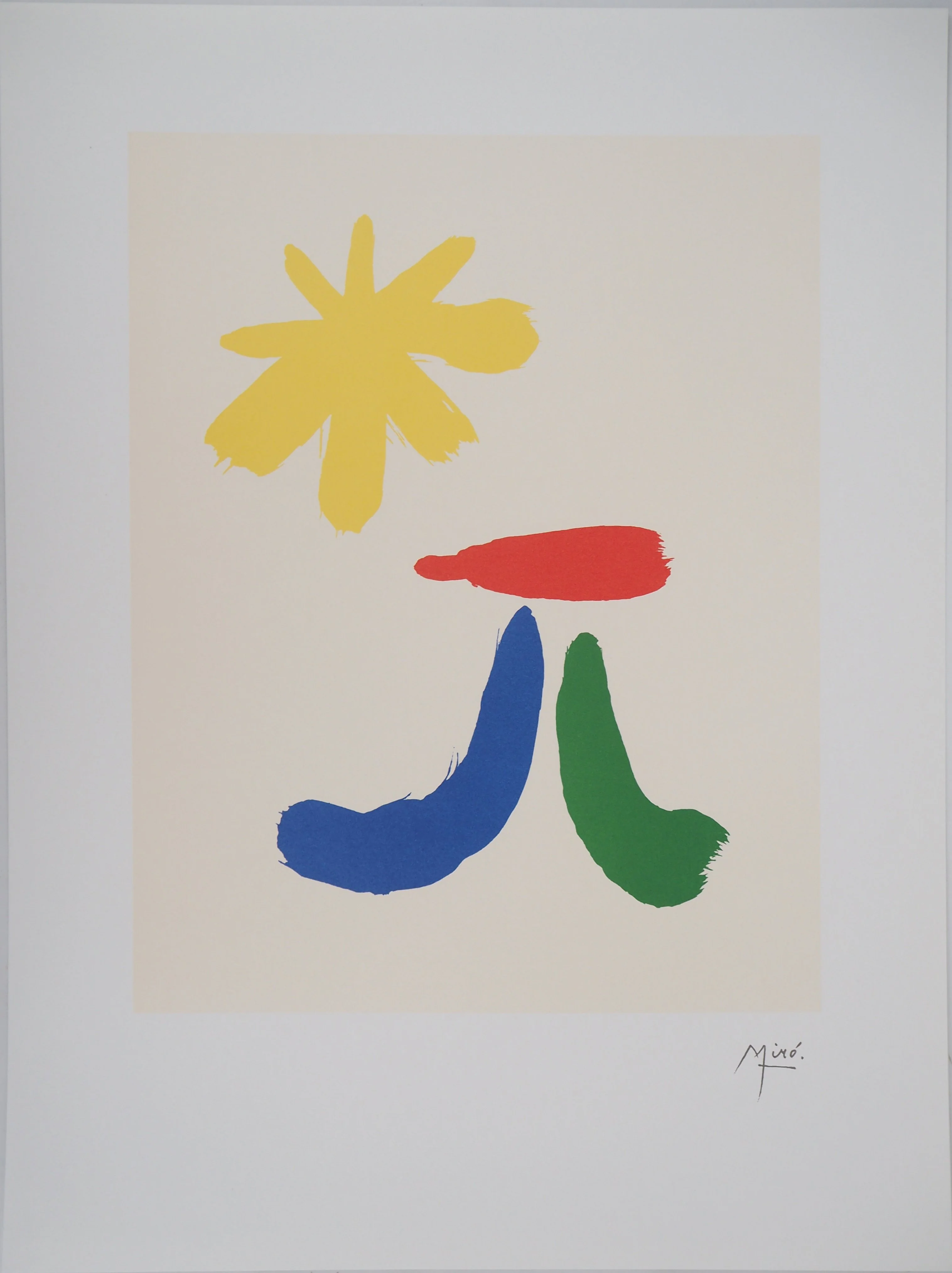 Joan MIRO, Personnage surréaliste et le Soleil, Lithographie signée