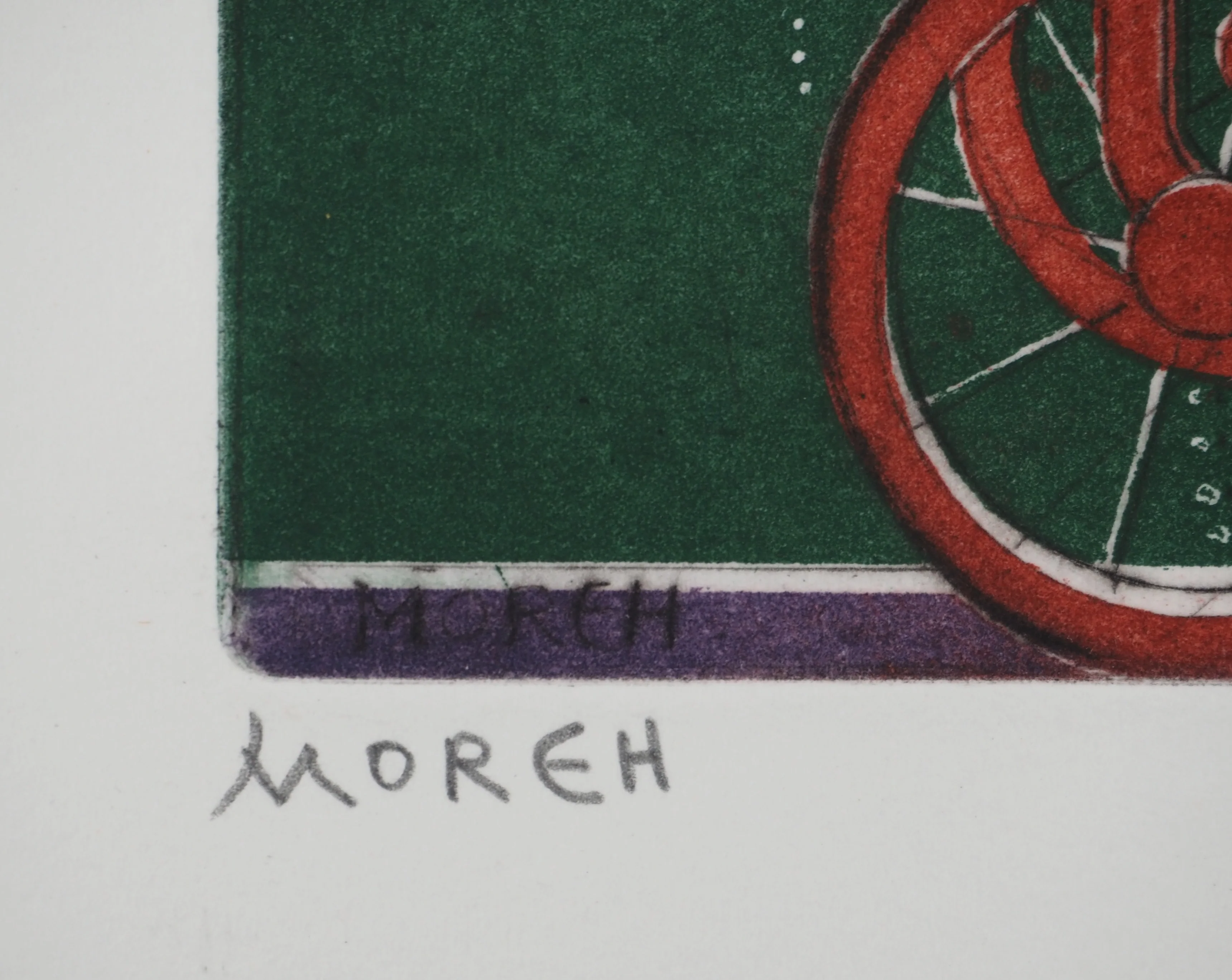 Mordecaï MOREH : L'Œuf cosmique, Gravure originale signée - Image 2
