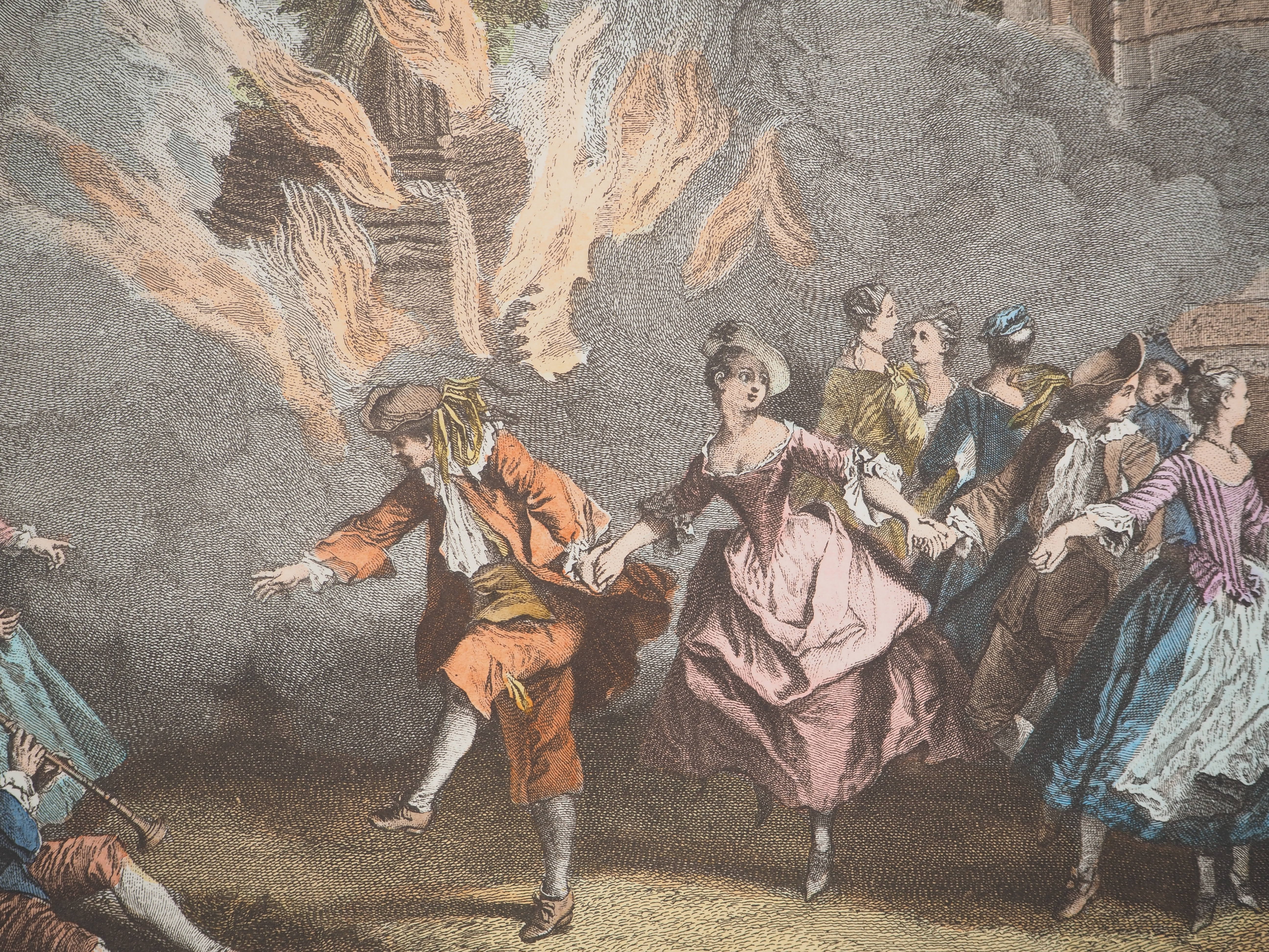 Nicolas LANCRET : Le feu, Gravure et pochoir - Image 3