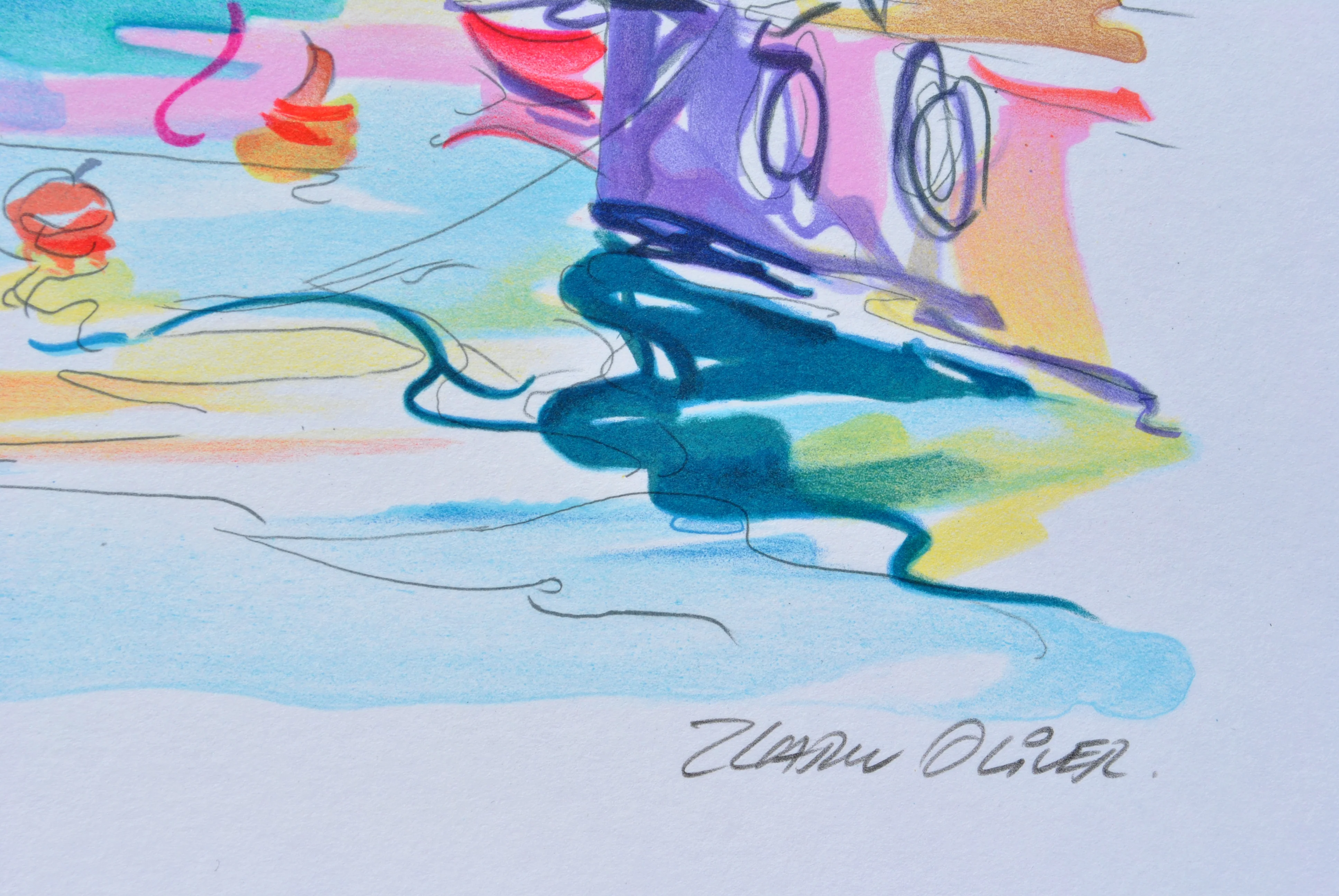 Olivier ZLADKU : Vieux port de Saint Tropez, Lithographie originale signée - Image 3