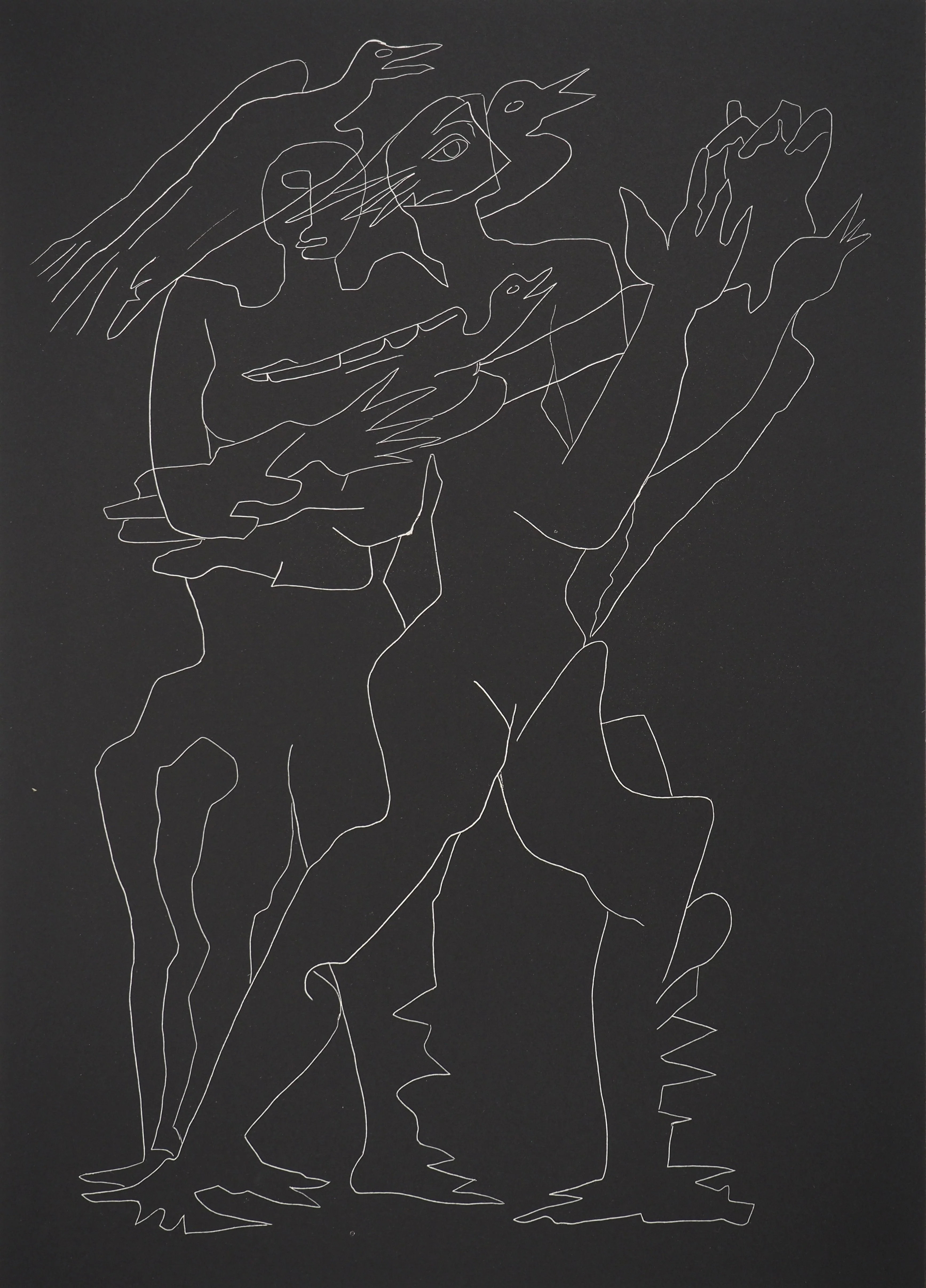 Ossip ZADKINE : Les colombes, Gravure originale signée - Image 3