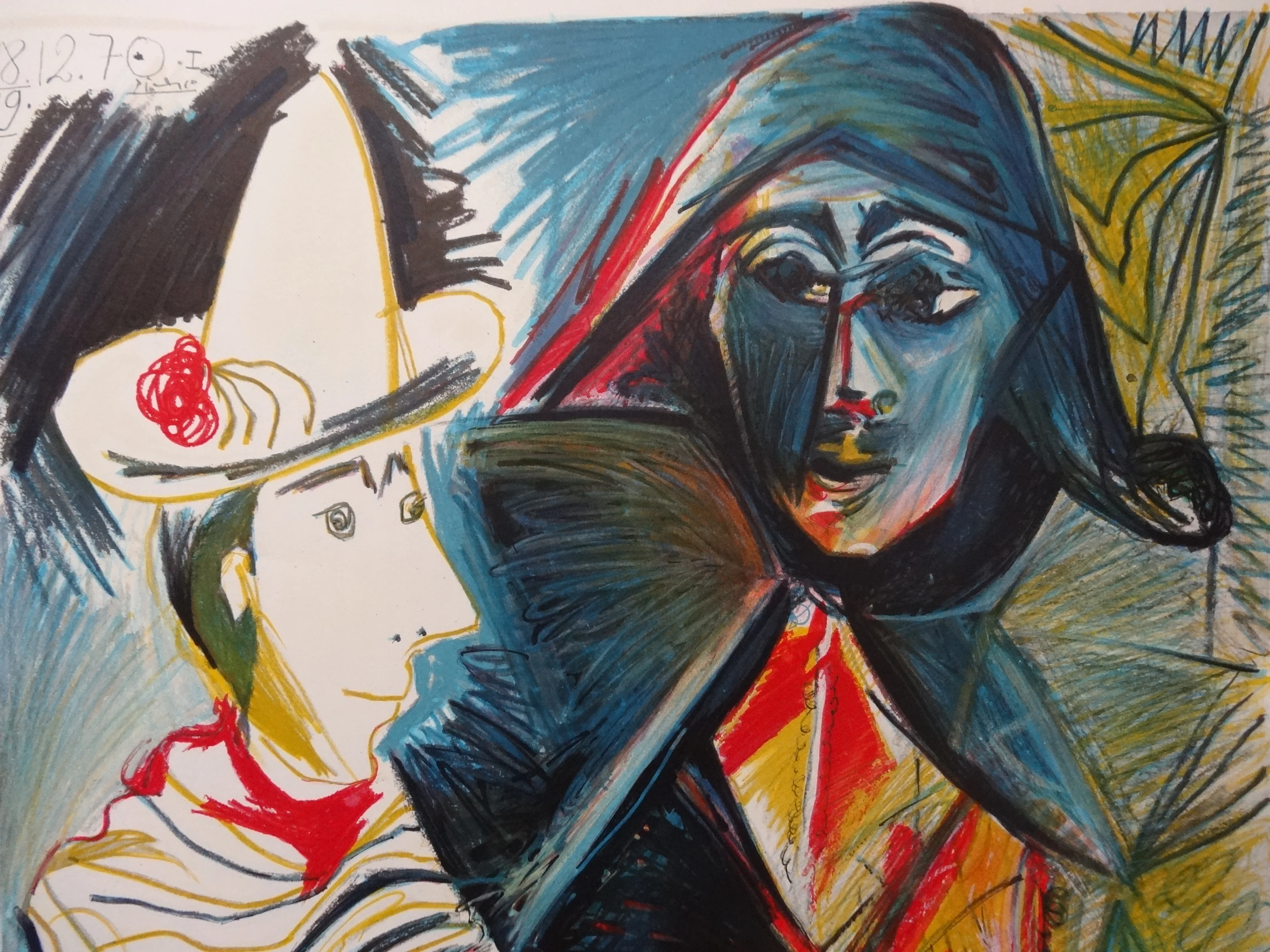 Pablo PICASSO : Arlequin et pierrot, Affiche en lithographie signée - Image 4
