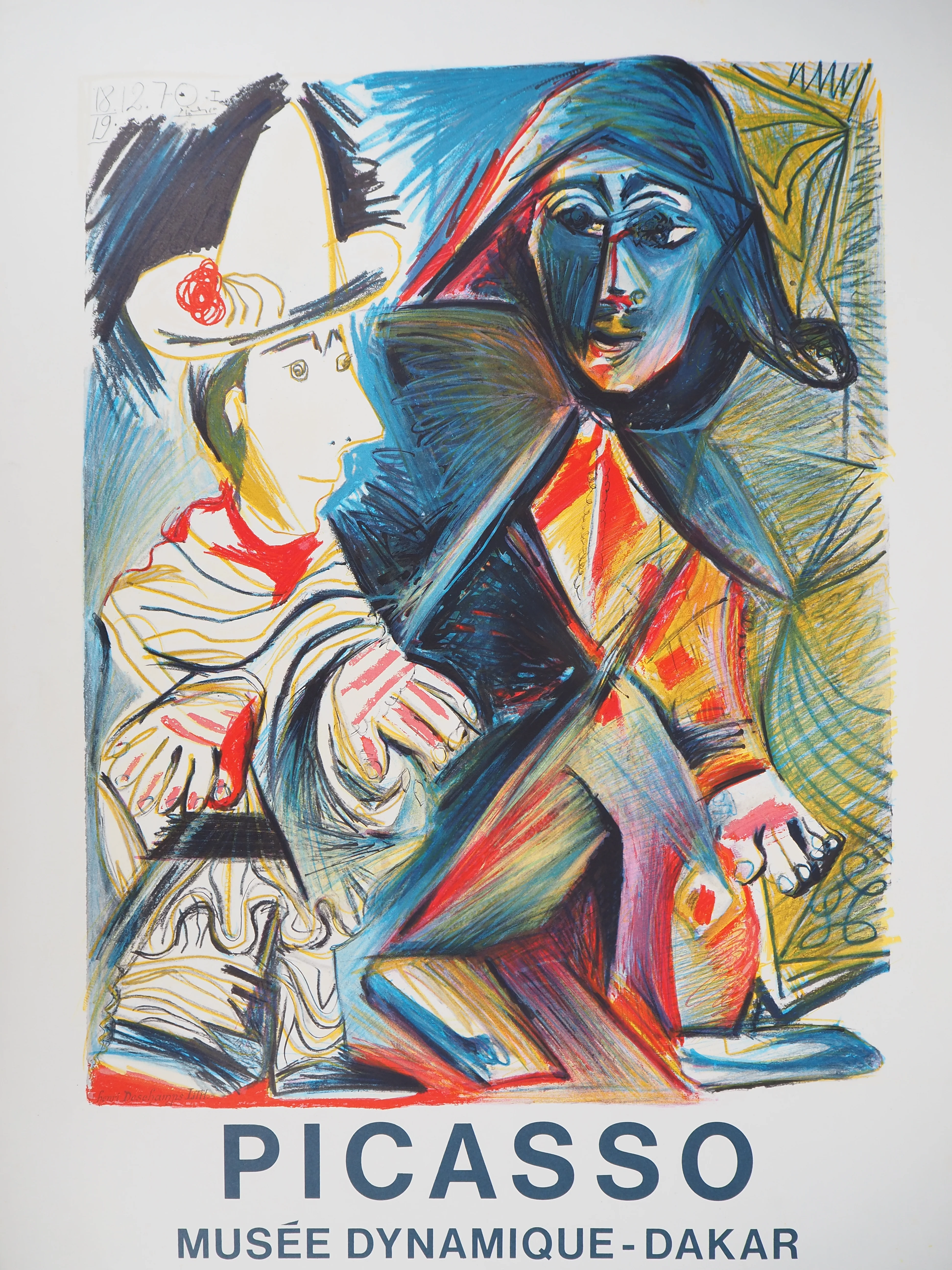 Pablo PICASSO : Arlequin et pierrot, Affiche en lithographie signée - Image 6