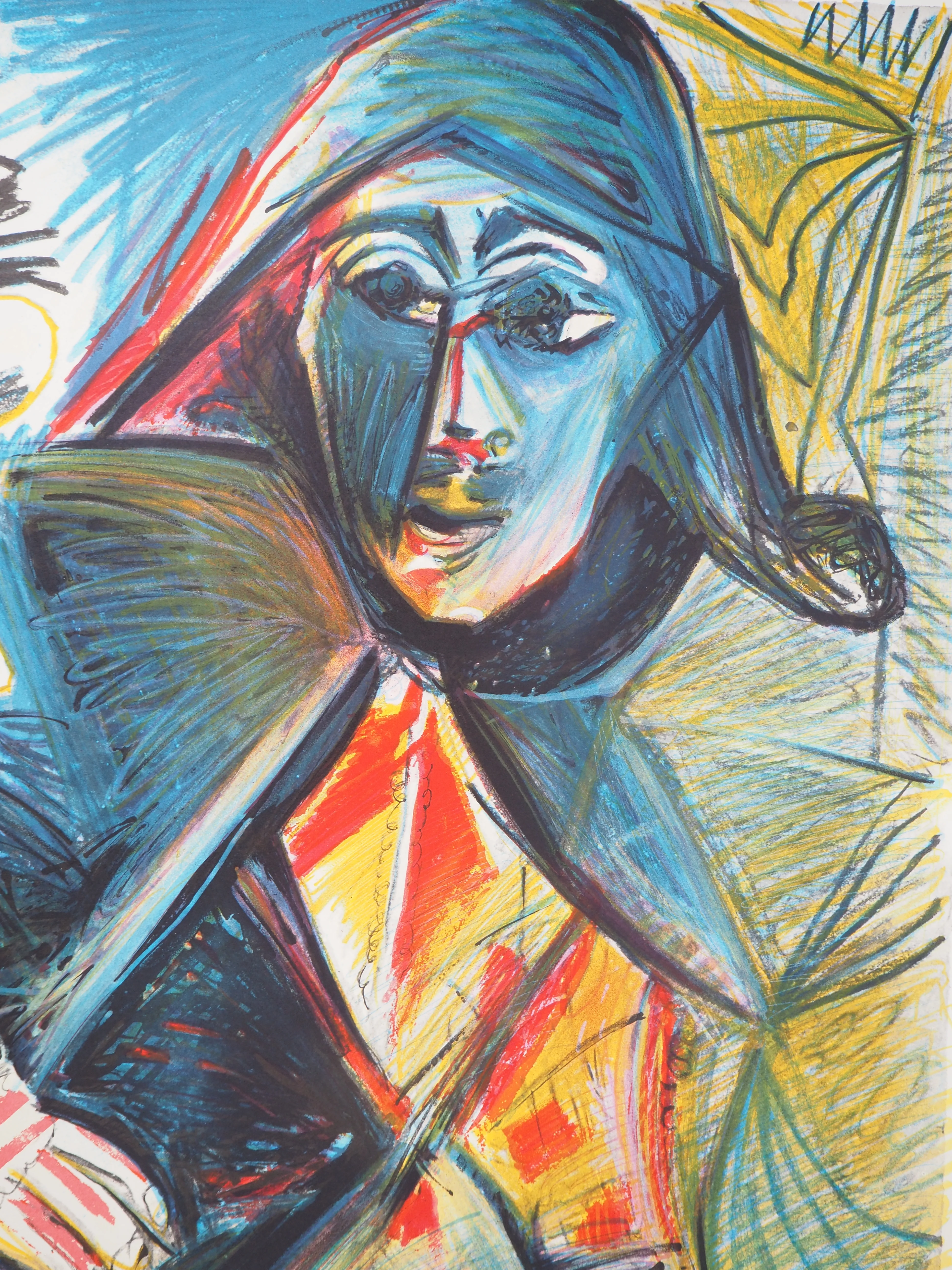 Pablo PICASSO : Arlequin et pierrot, Affiche en lithographie signée - Image 8