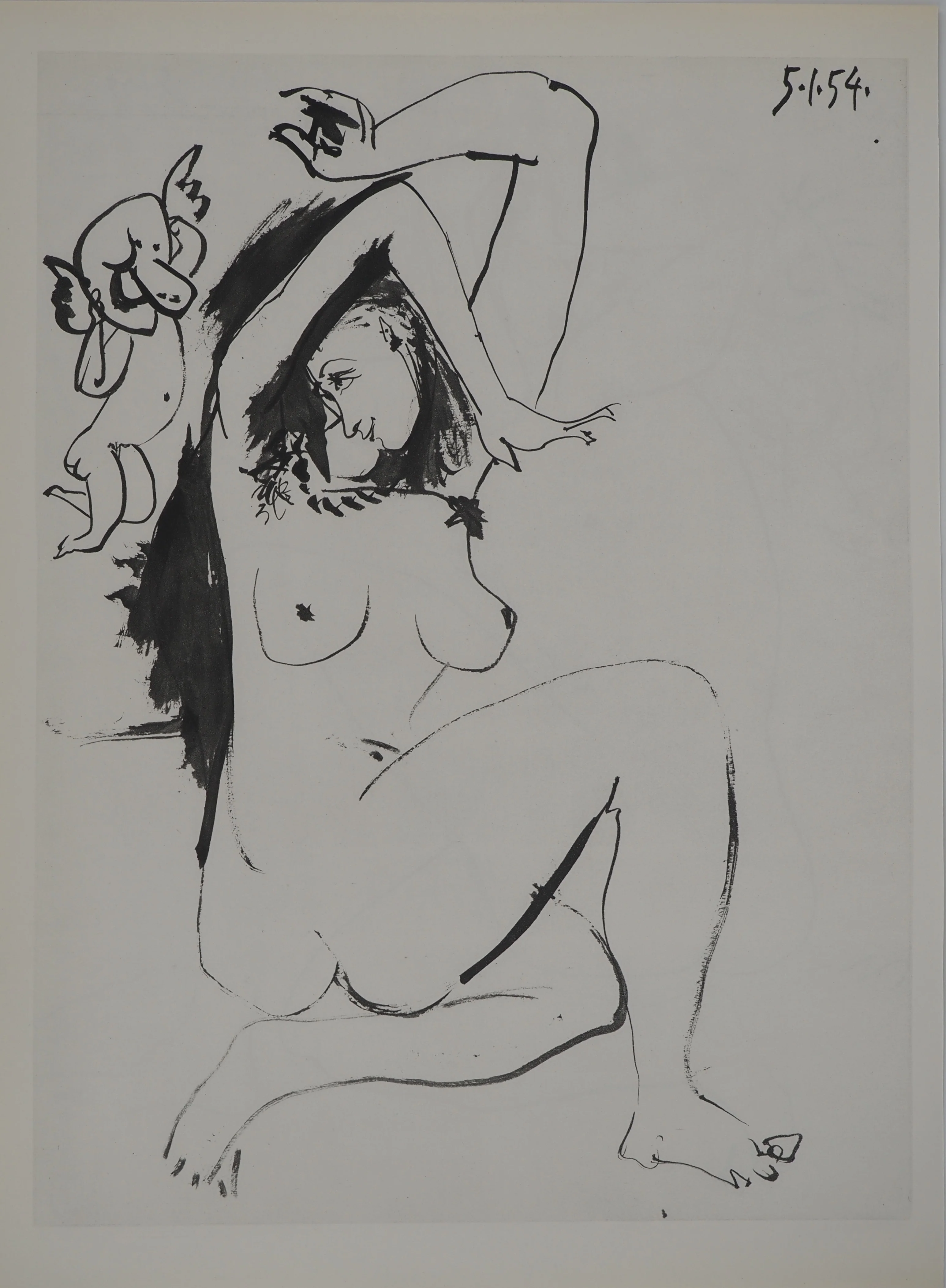 Pablo PICASSO : Comédie Humaine, L'ange démasqué et la jeune femme, Héliogravure - Image 4