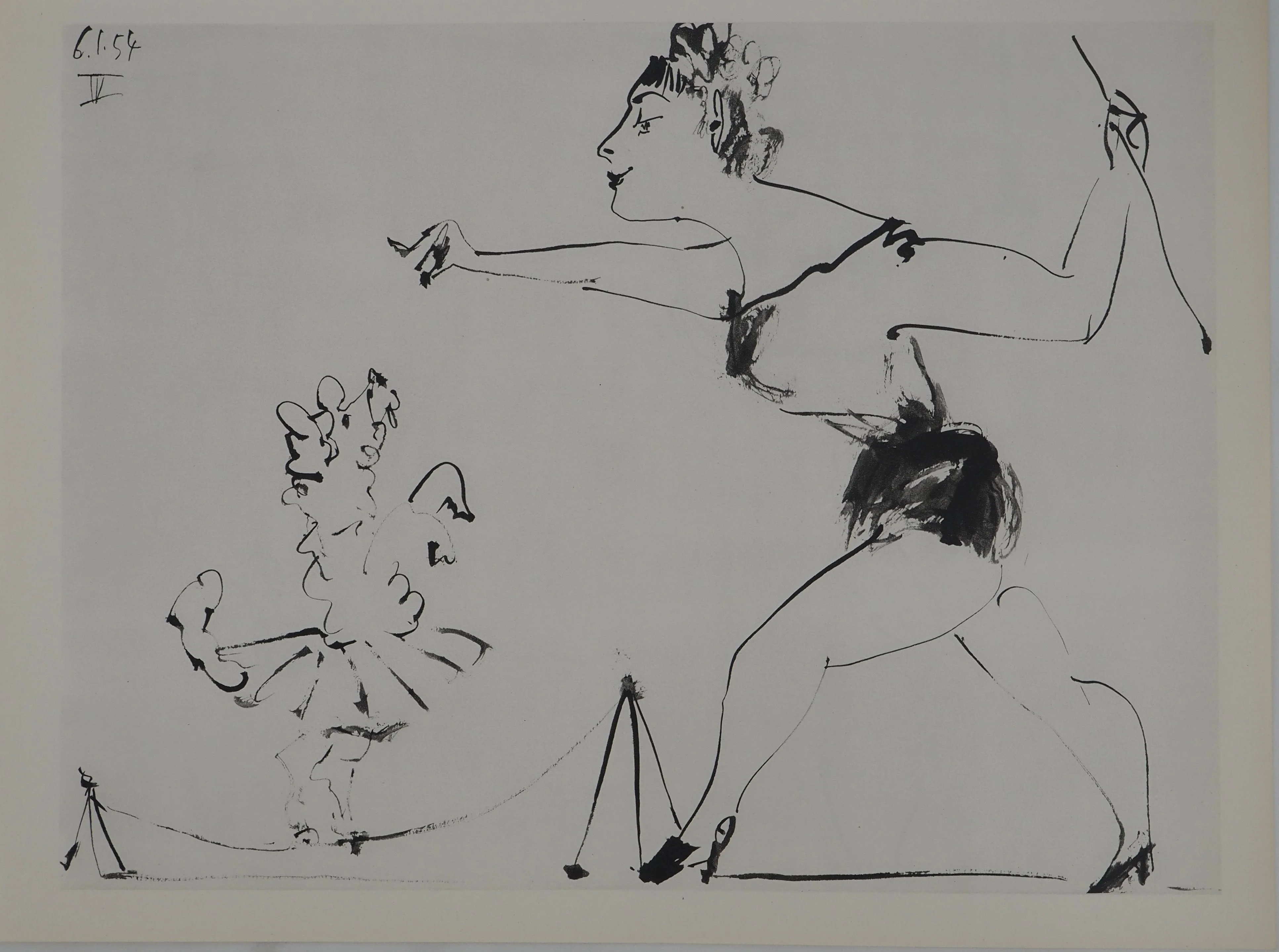 Pablo PICASSO : Comédie Humaine, Nu avec Arlequin, Héliogravure