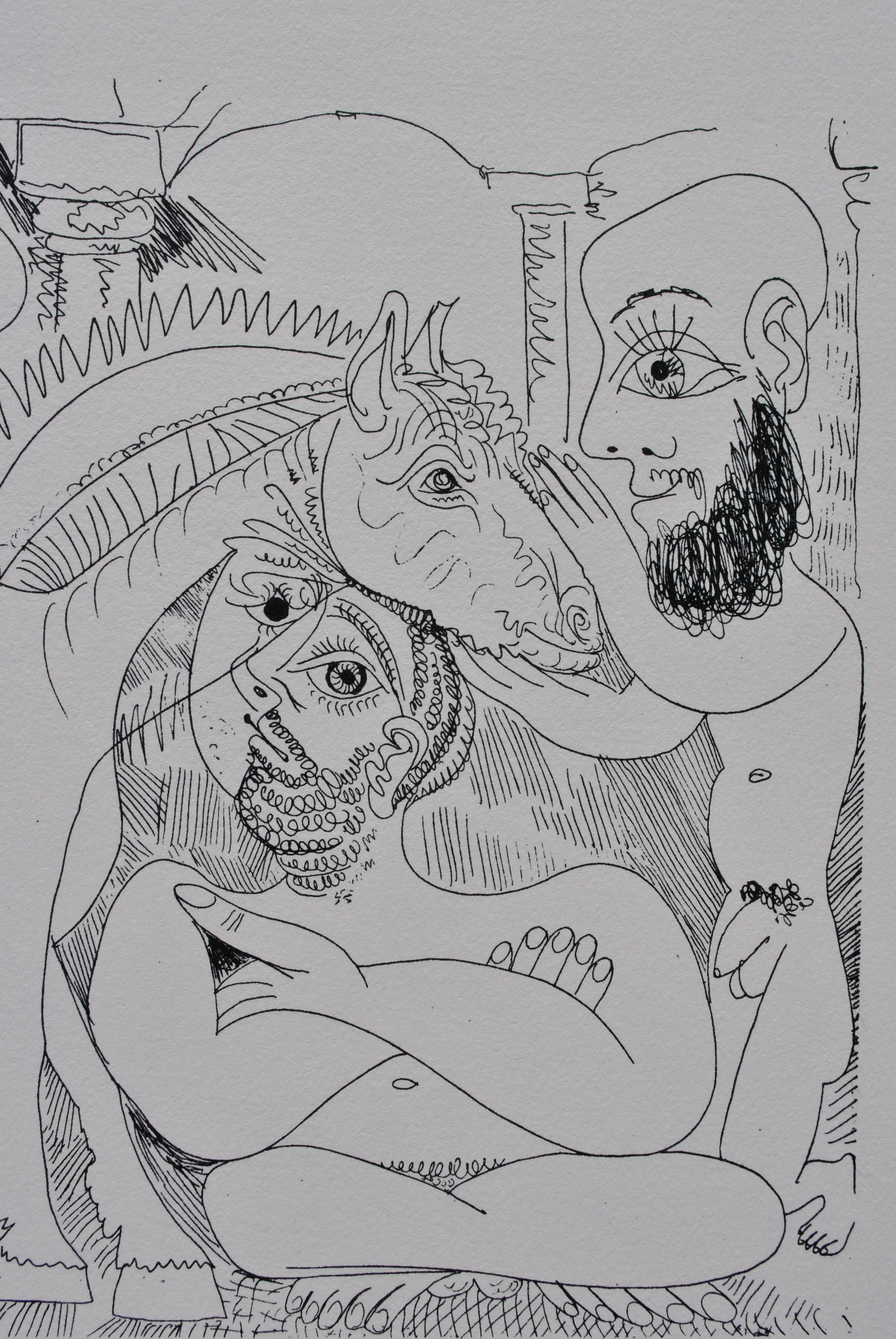 Pablo PICASSO : Femme à cheval et courtisans, Lithographie signée - Image 6