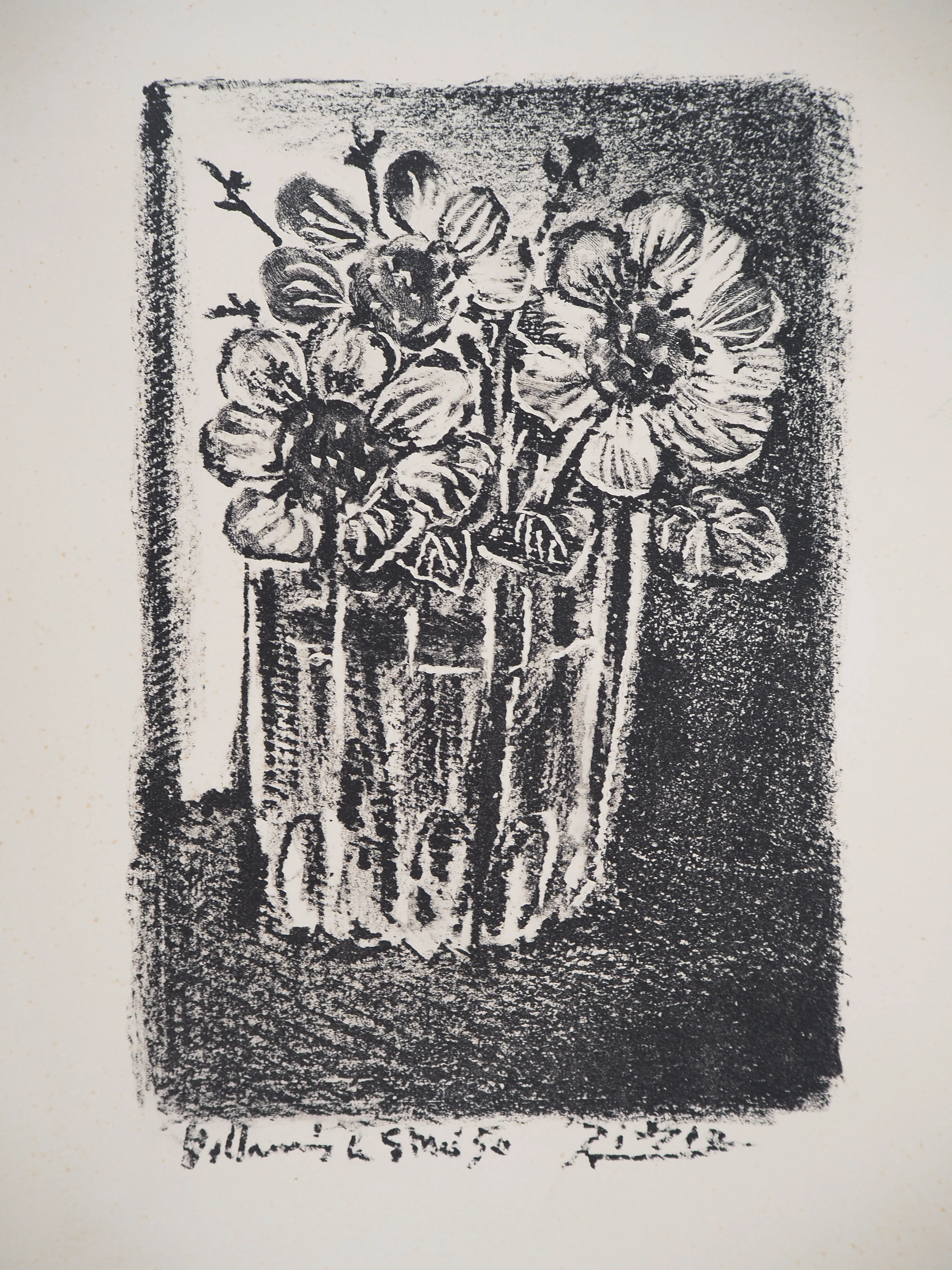 Pablo PICASSO : Fleurs dans un vase, Lithographie originale signée
