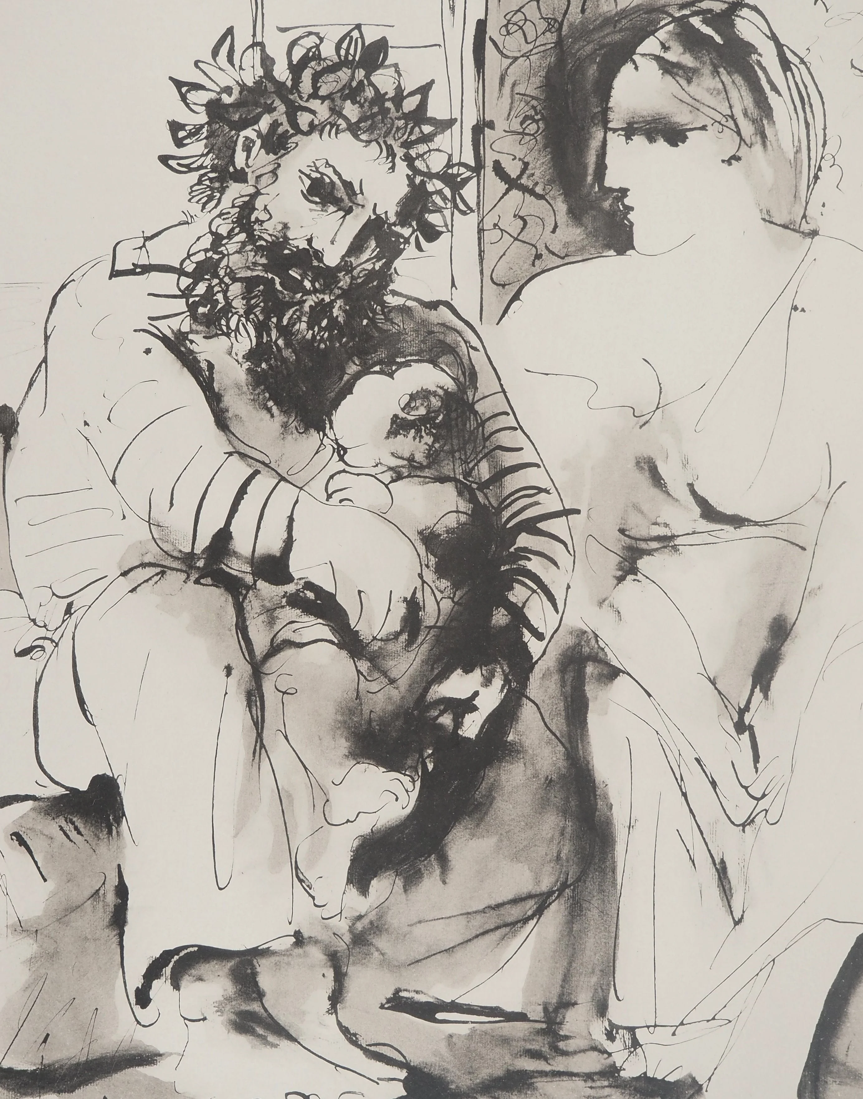 Pablo PICASSO : La famille antique, Lithographie et pochoir - Image 2