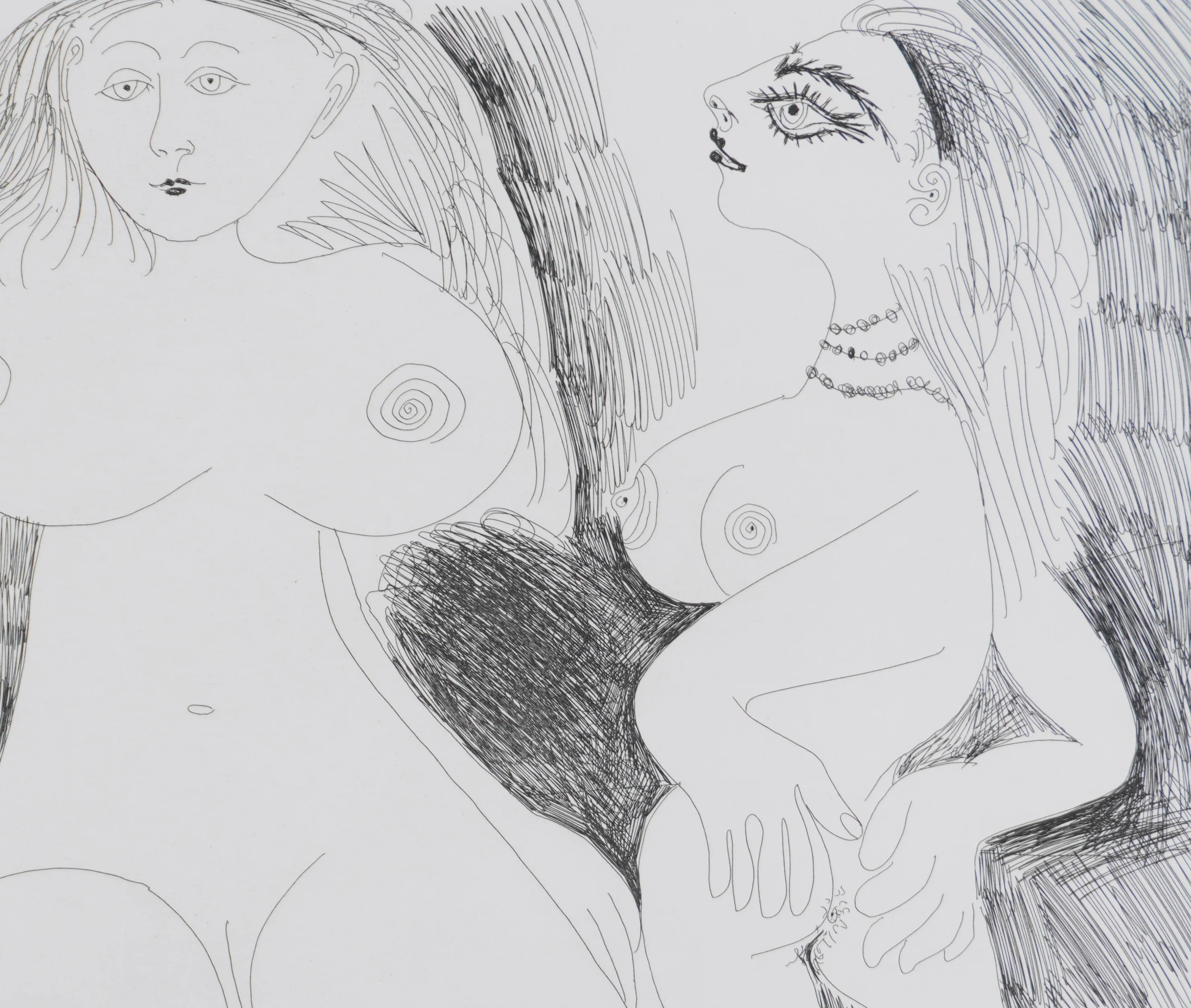 Pablo PICASSO : Les 156, Scène de séduction entre deux filles…, Gravure originale signée - Image 4