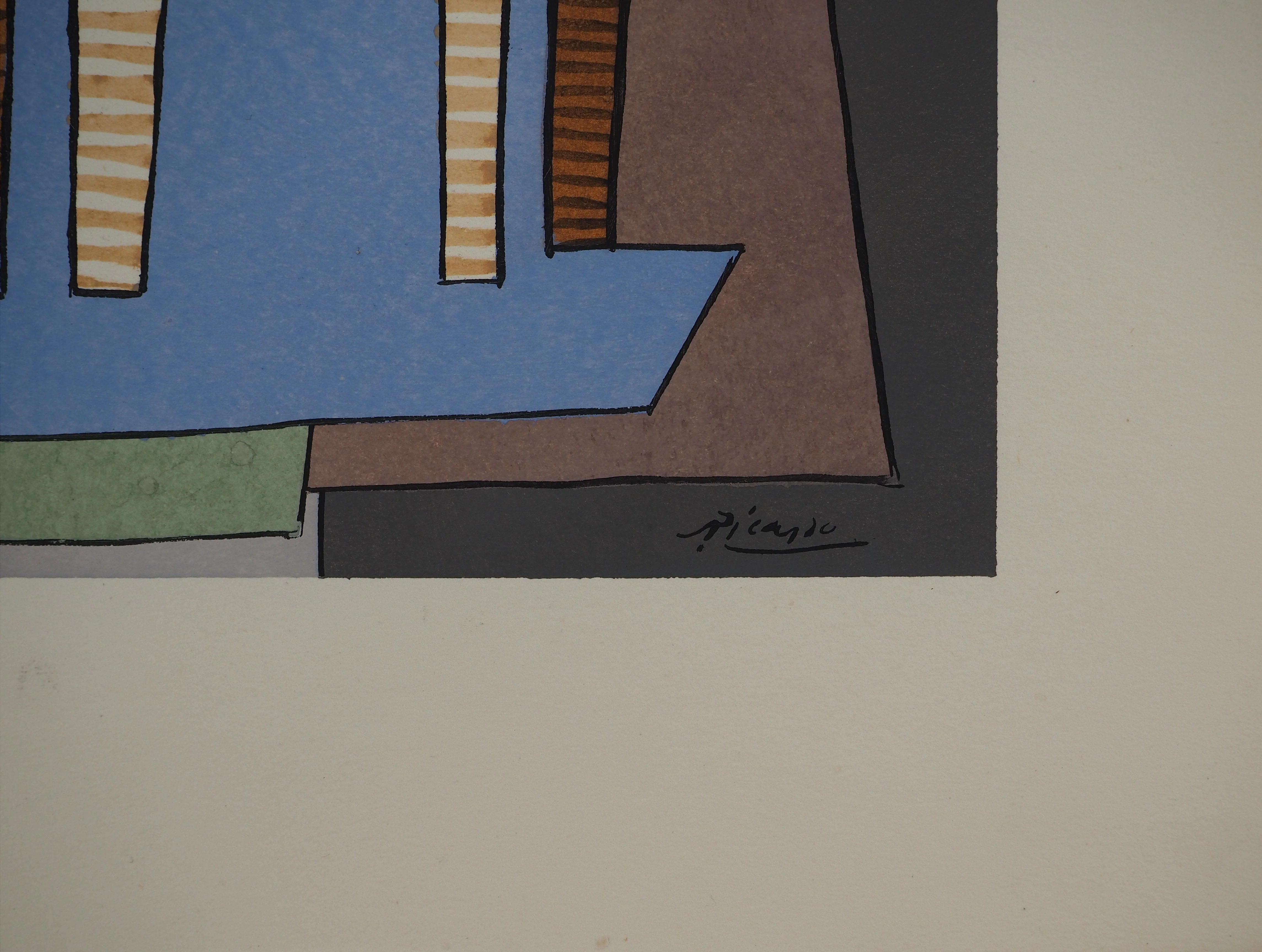 Pablo PICASSO : Table et guitare cubiste, Lithographie signée - Image 5